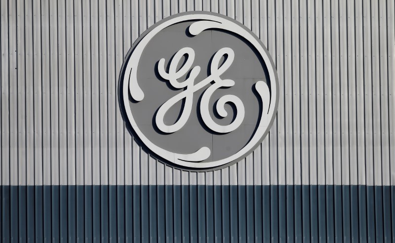 The logo of U.S. conglomerate General Electric is pictured at the site of the company's energy branch in Belfort