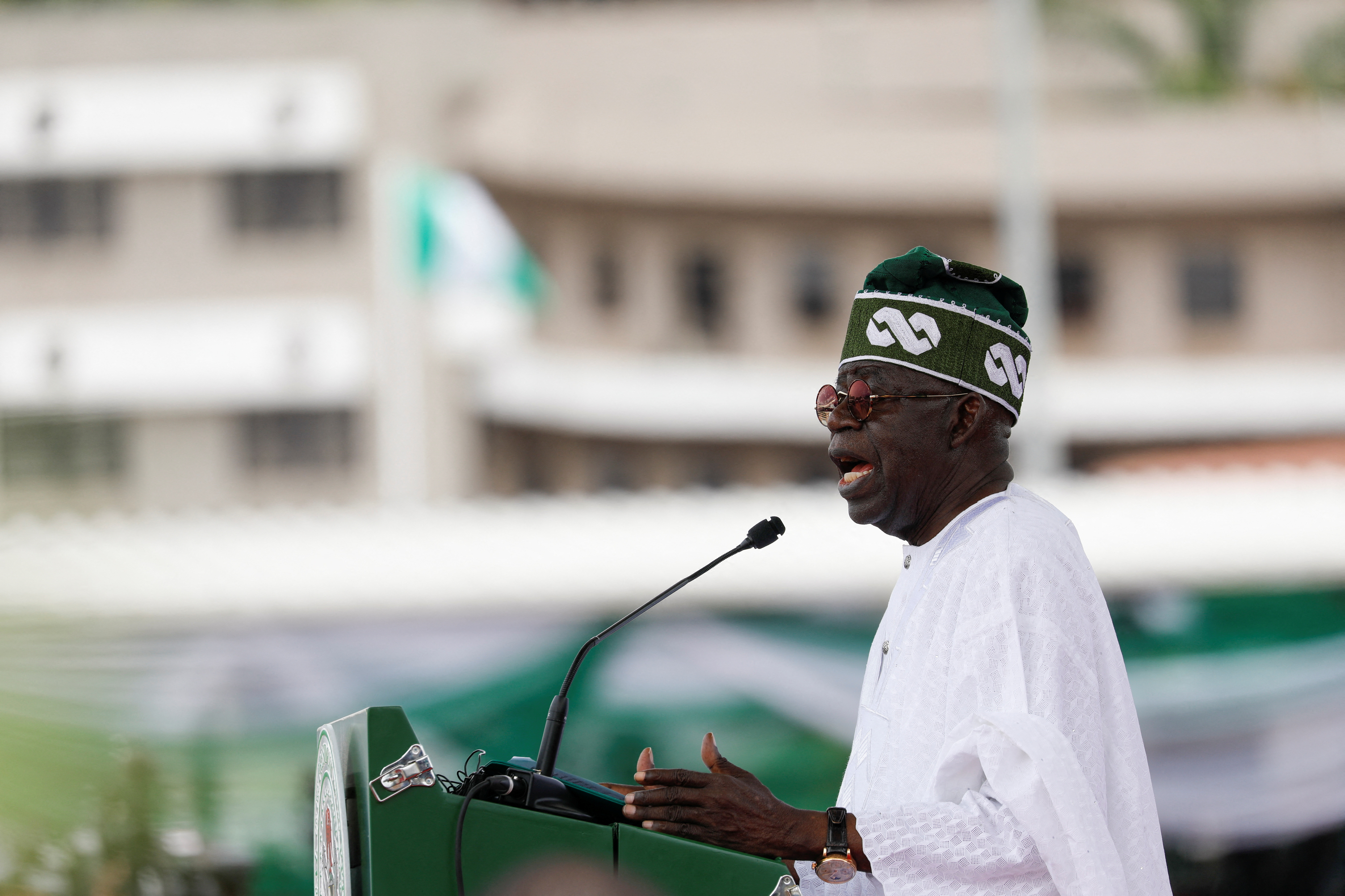 Nigeria's President Bola Tinubu speaks after his swearing-in ceremony in Abuja