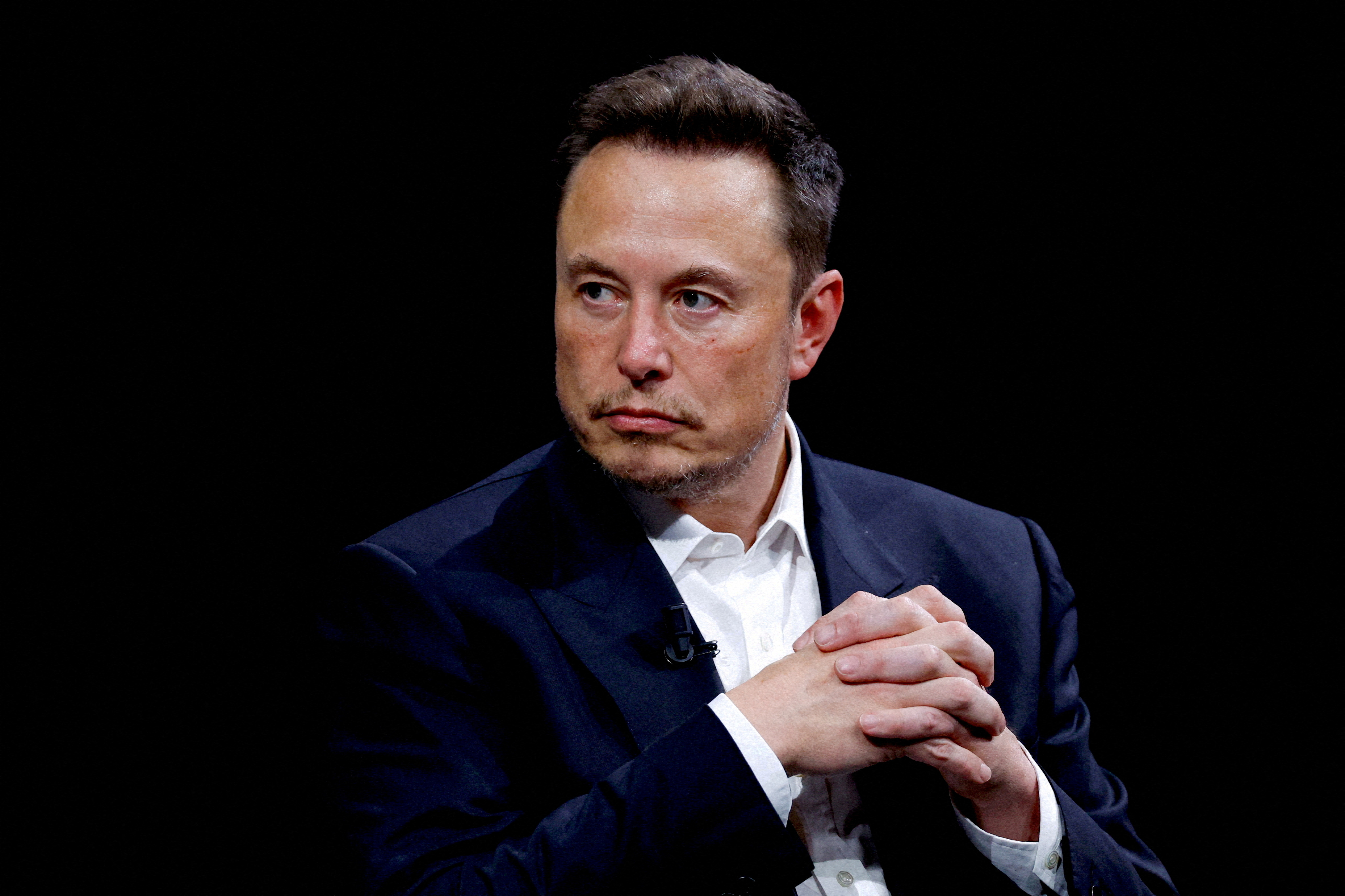FILE PHOTO: Tesla CEO and X owner Elon Musk in Paris