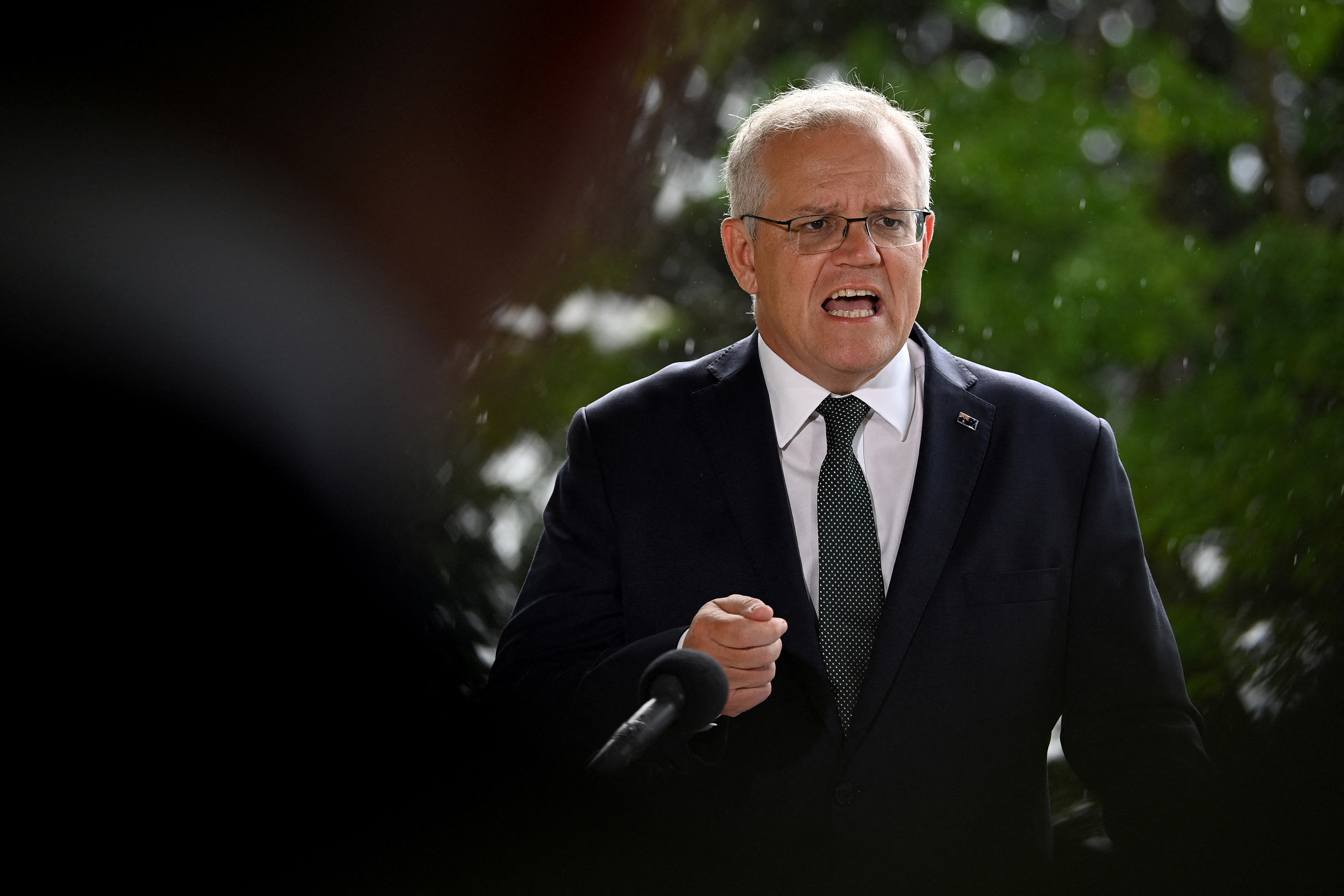 Australia's Prime Minister Scott Morrison speaks to the media during a press conference at Kirribilli House in Sydney, Australia, February 24, 2022. AAP Image/Bianca De Marchi via REUTERS ATTENTION EDITORS - THIS IMAGE WAS PROVIDED BY A THIRD PARTY. NO RESALES. NO ARCHIVE. NEW ZEALAND OUT. NO COMMERCIAL OR EDITORIAL SALES IN NEW ZEALAND. AUSTRALIA OUT. NO COMMERCIAL OR EDITORIAL SALES IN AUSTRALIA