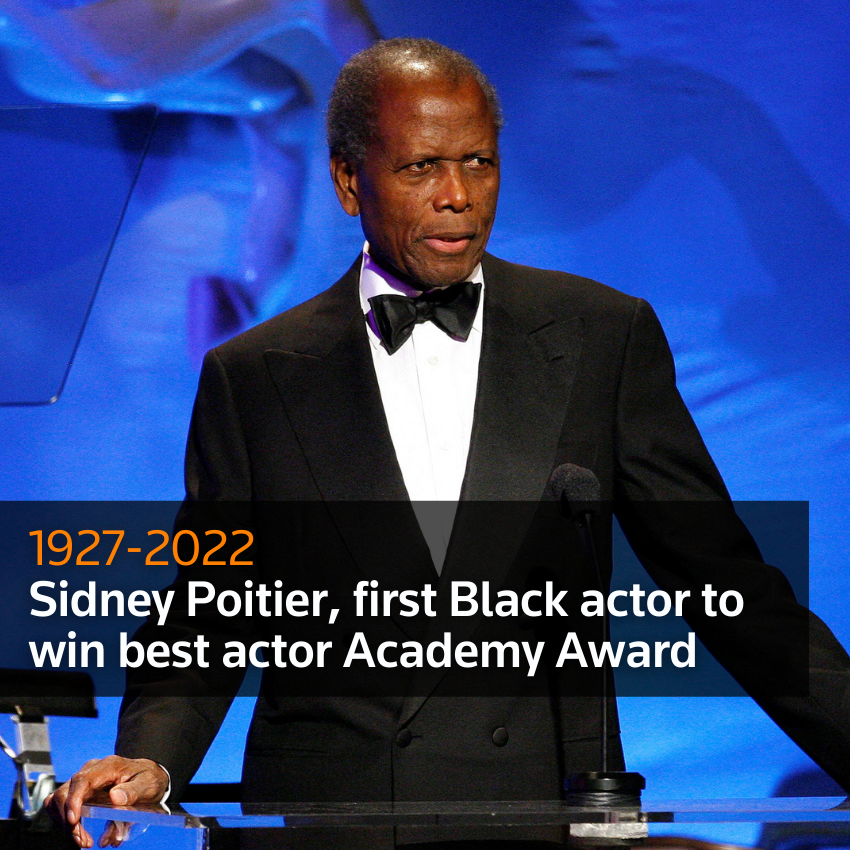 Sidney Poitier, primer actor negro en ganar el Premio de la Academia al mejor actor, muere a los 94 años