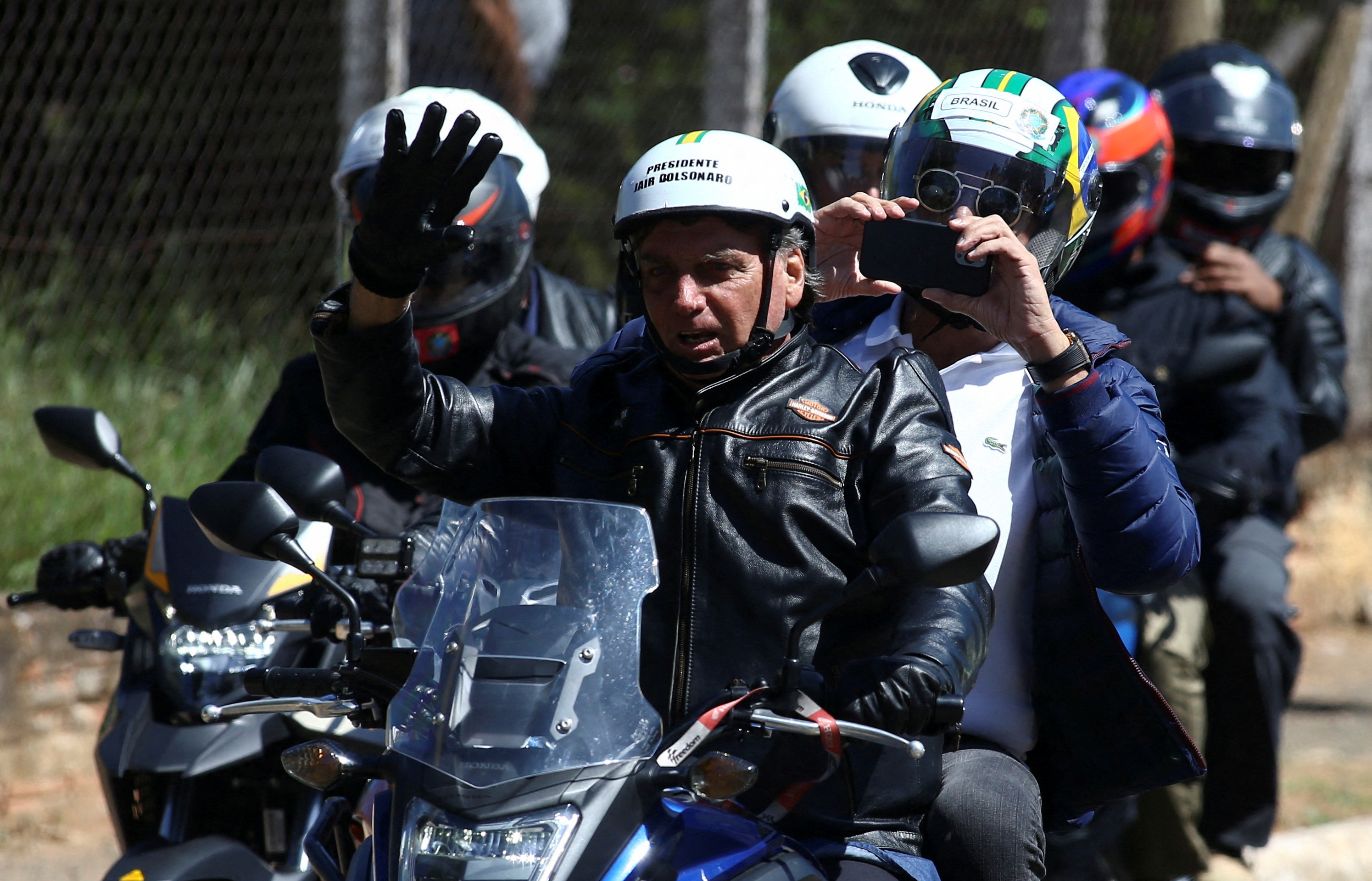 Brazilian President Bolsonaro leads motorcade rally in Americana