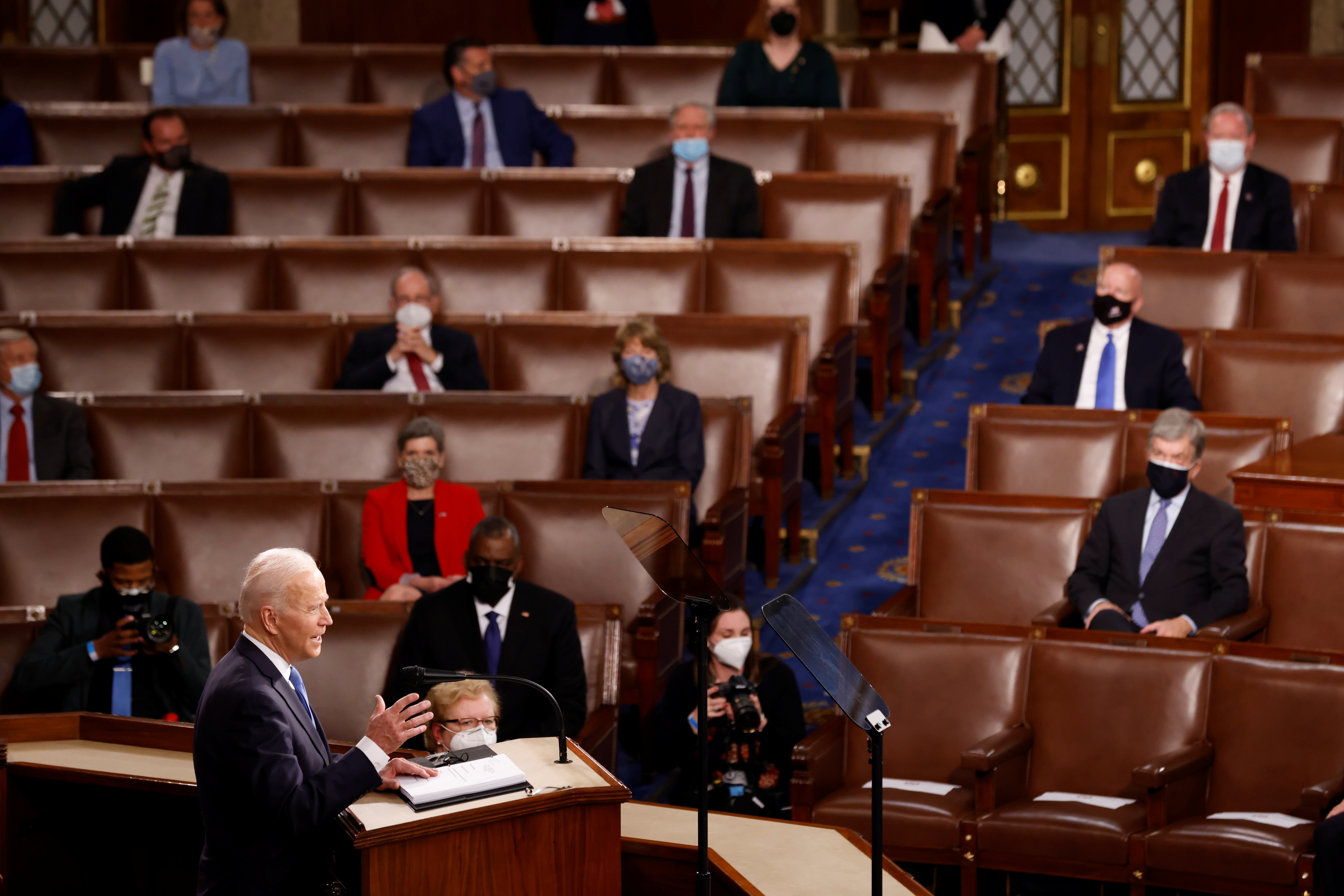U.S. President Joe Biden delivers his first address to a joint session of the U.S. Congress at the U.S. Capitol in Washington