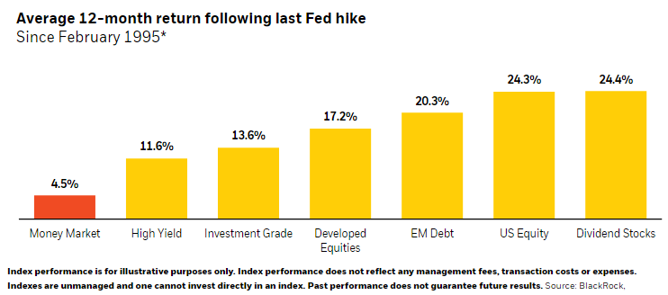Average returns in year after last Fed hike - BlackRock