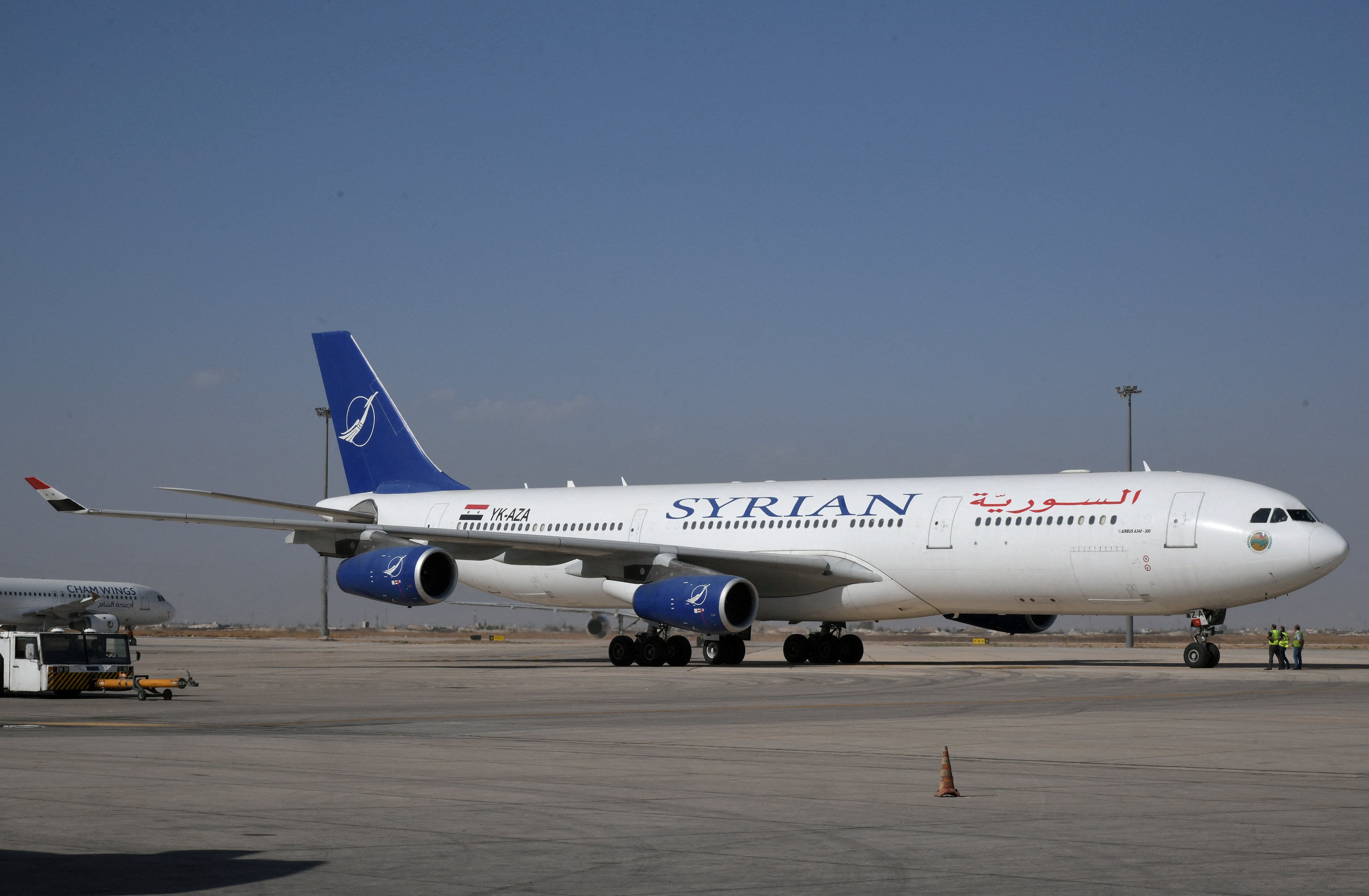 A SyrianAir Airbus A340-300 is pictured at Damascus International Airport