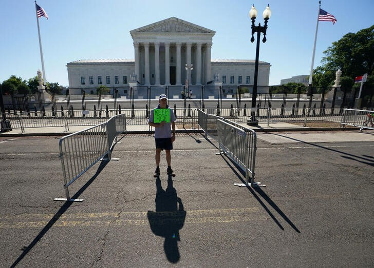 Lone protester at the U.S. Supreme Court in Washington