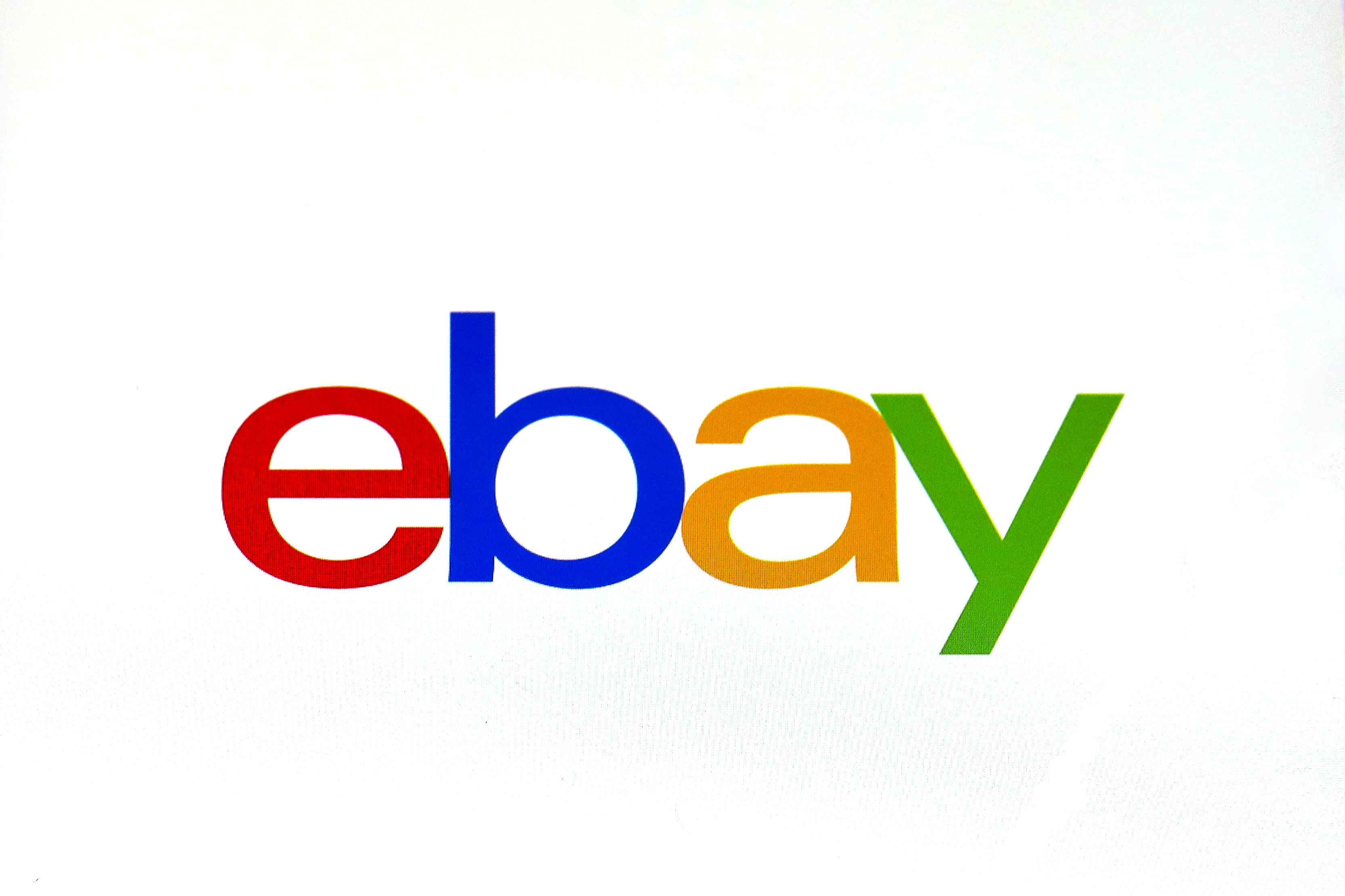 The eBay logo is pictured on a screen in New York