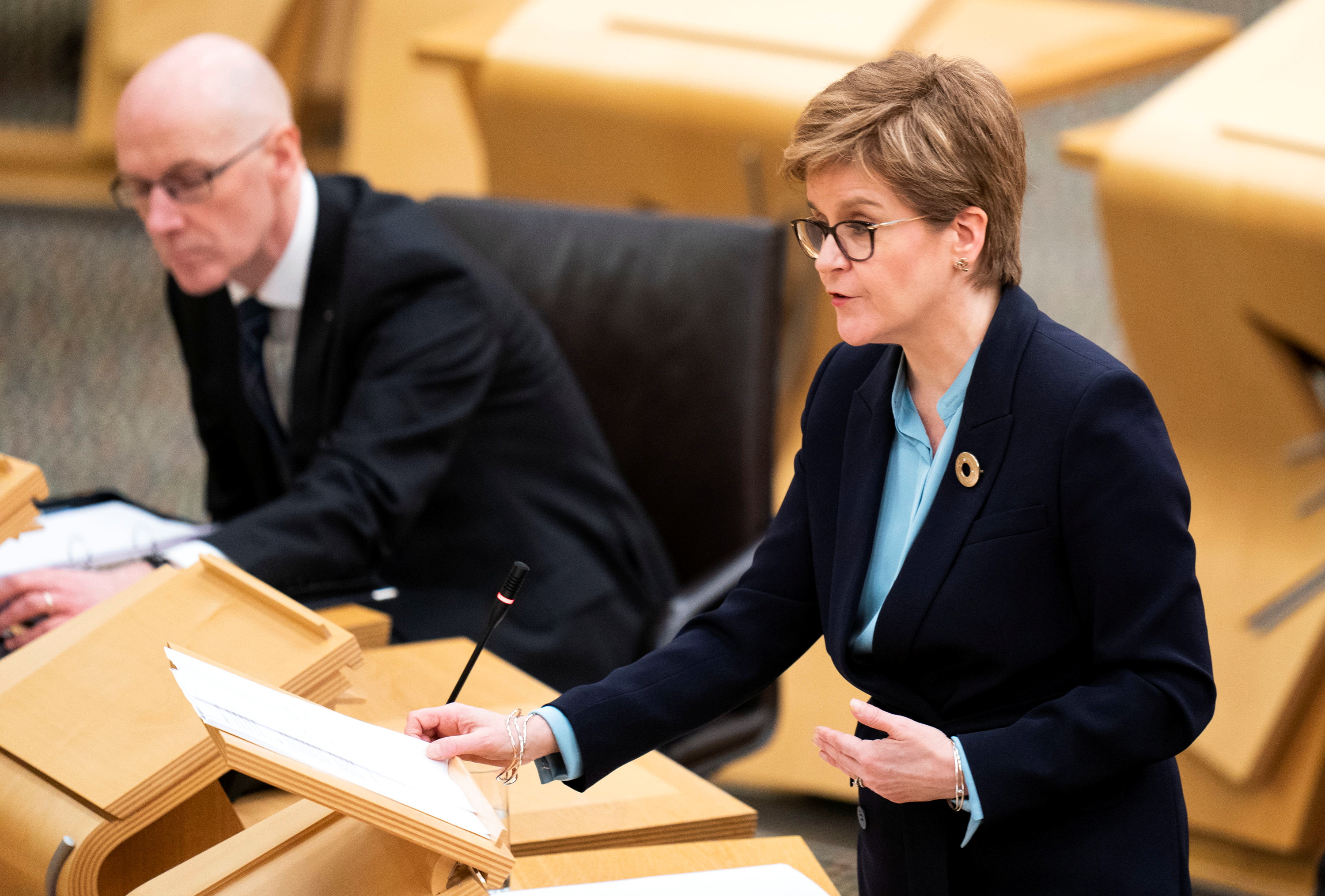 Scottish First Minister Sturgeon delivers weekly COVID-19 policy update, in Edinburgh
