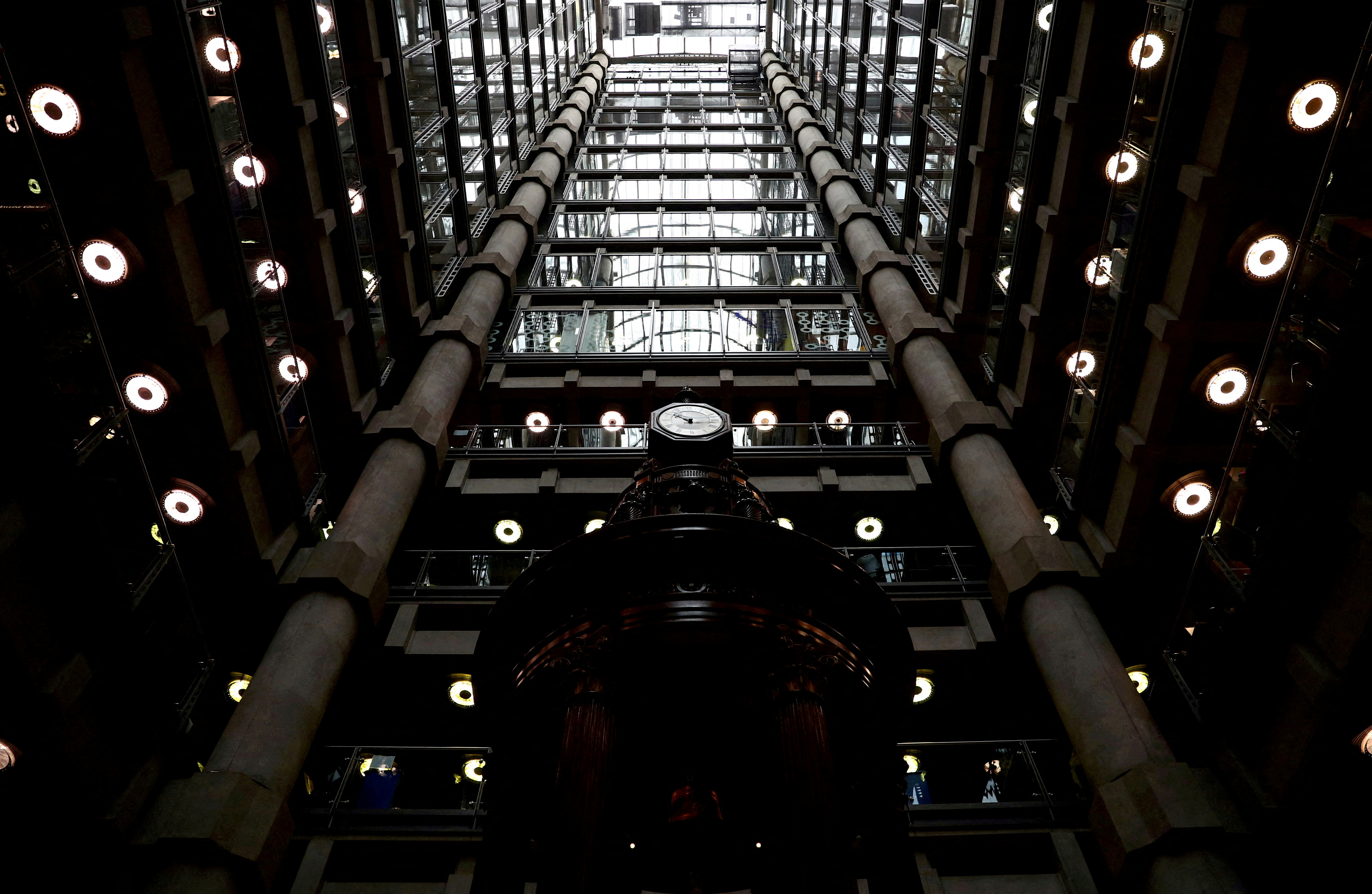 Interior of the Lloyd's of London building is seen in the City of London financial district