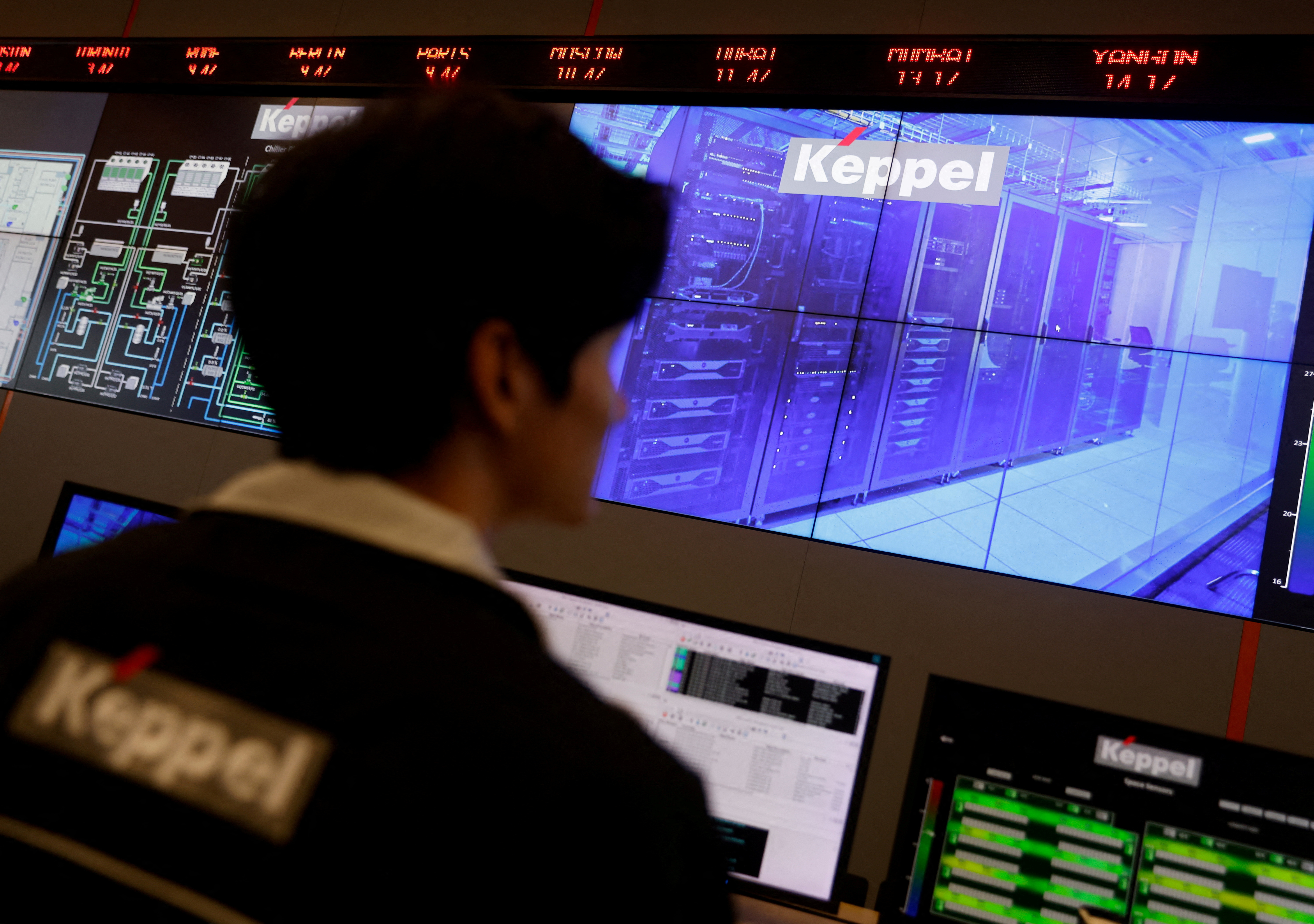A view of an operations nerve center at a Keppel data centre in Singapore