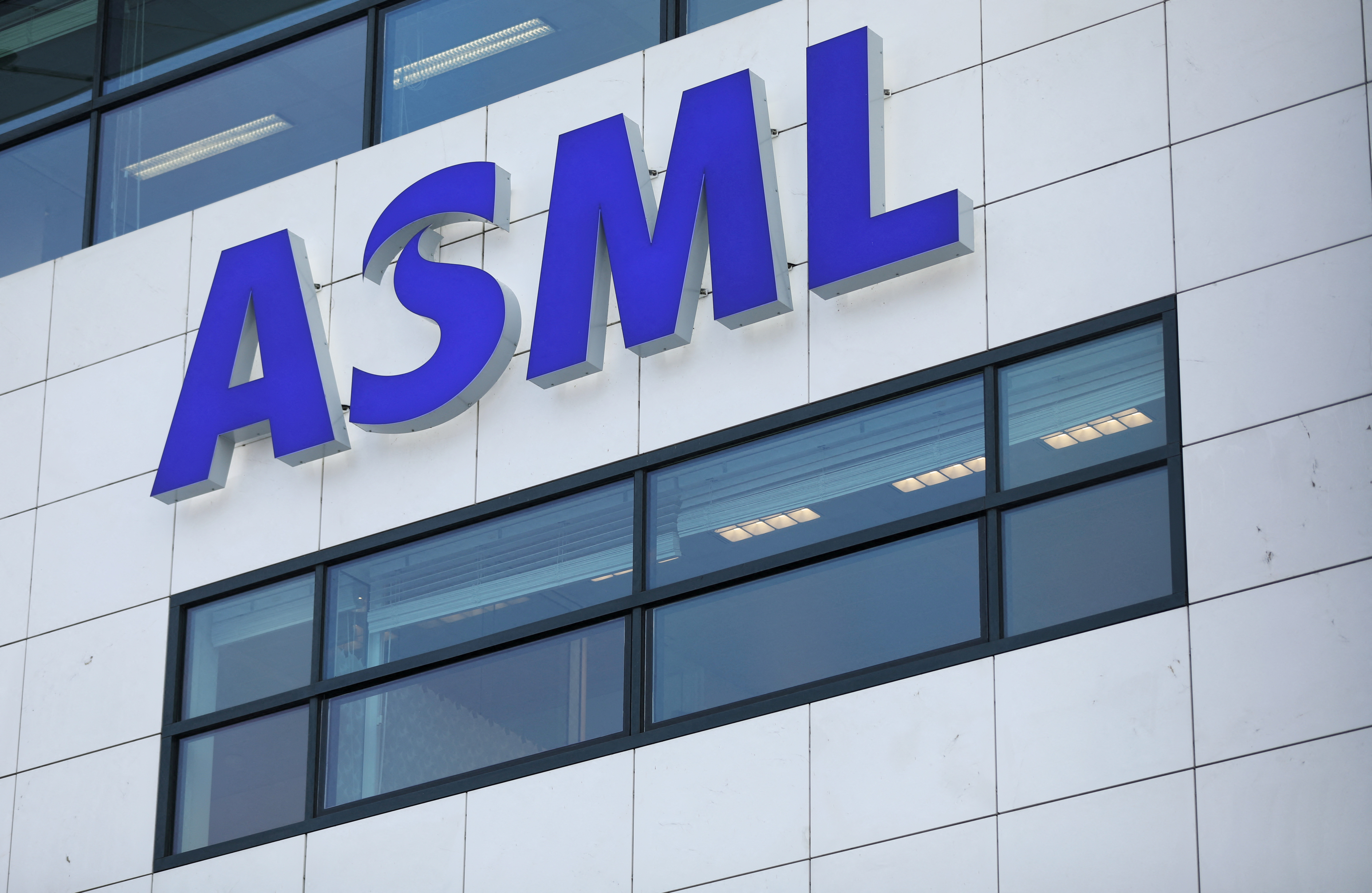 ASML Holding logo is seen at company's headquarters in Eindhoven
