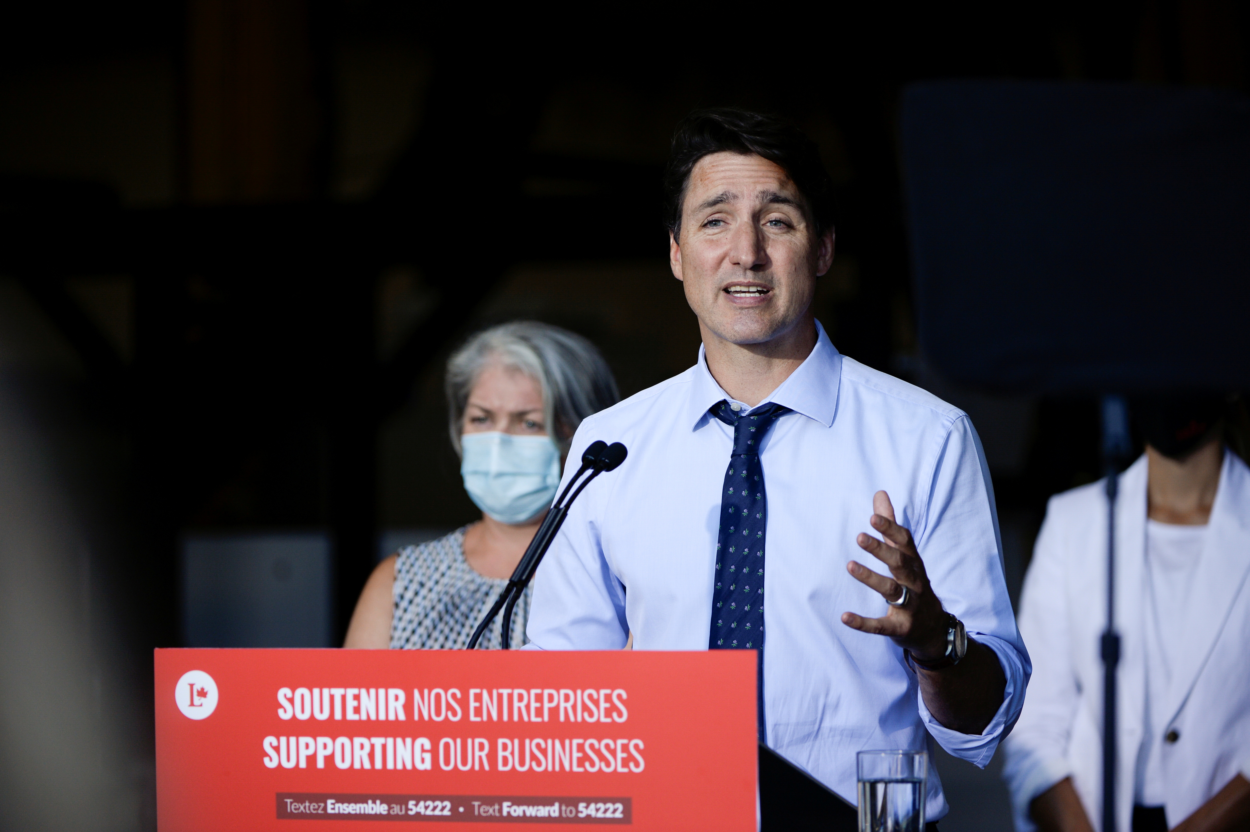 Canada's Prime Minister Justin Trudeau visits ETI Converting Equipment in Longueuil