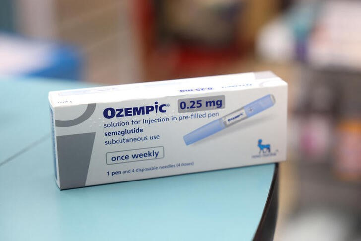 A box of Ozempic made by Novo Nordisk is seen at a pharmacy in London