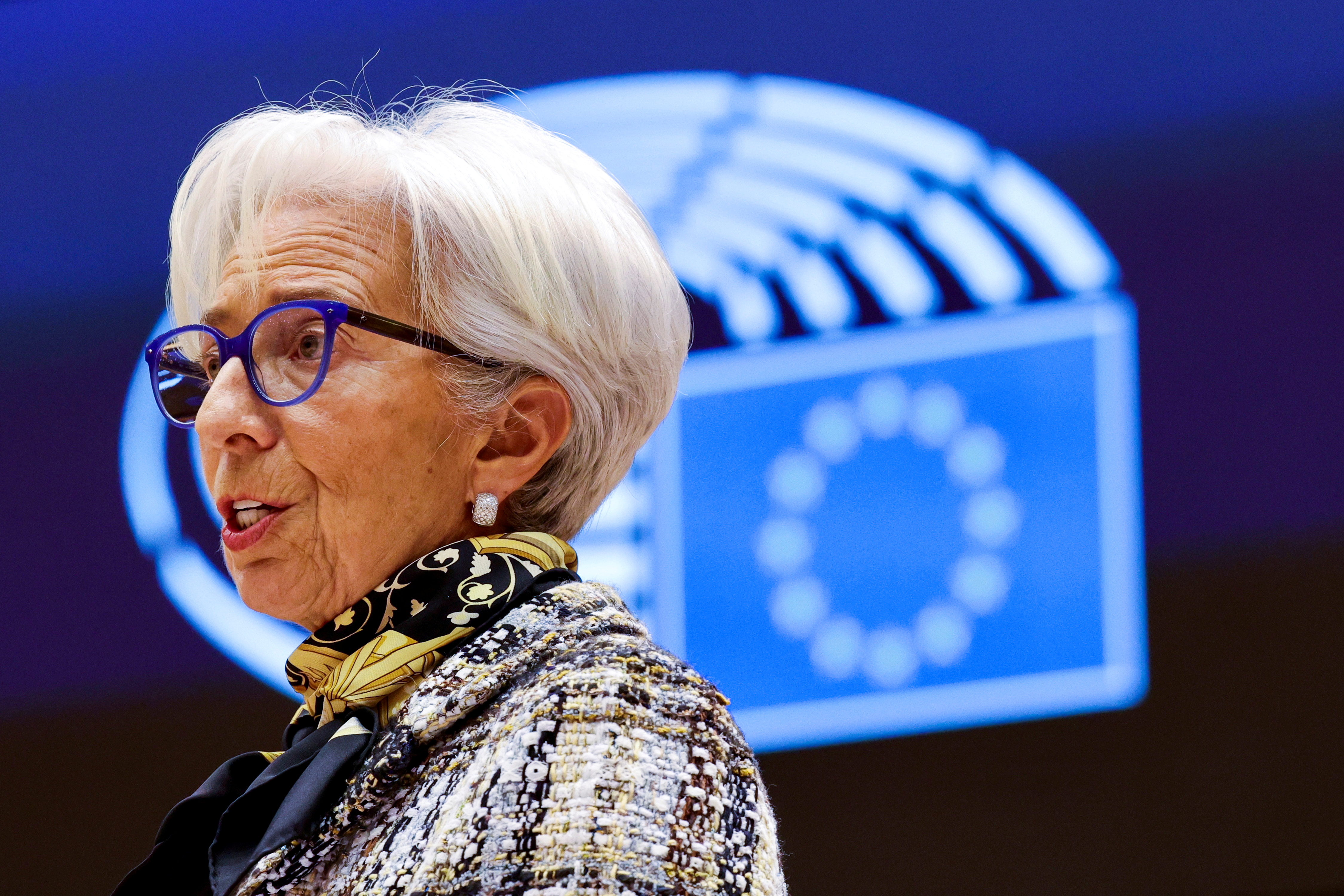 ECB President Lagarde attends a plenary session at the European Parliament in Brussels