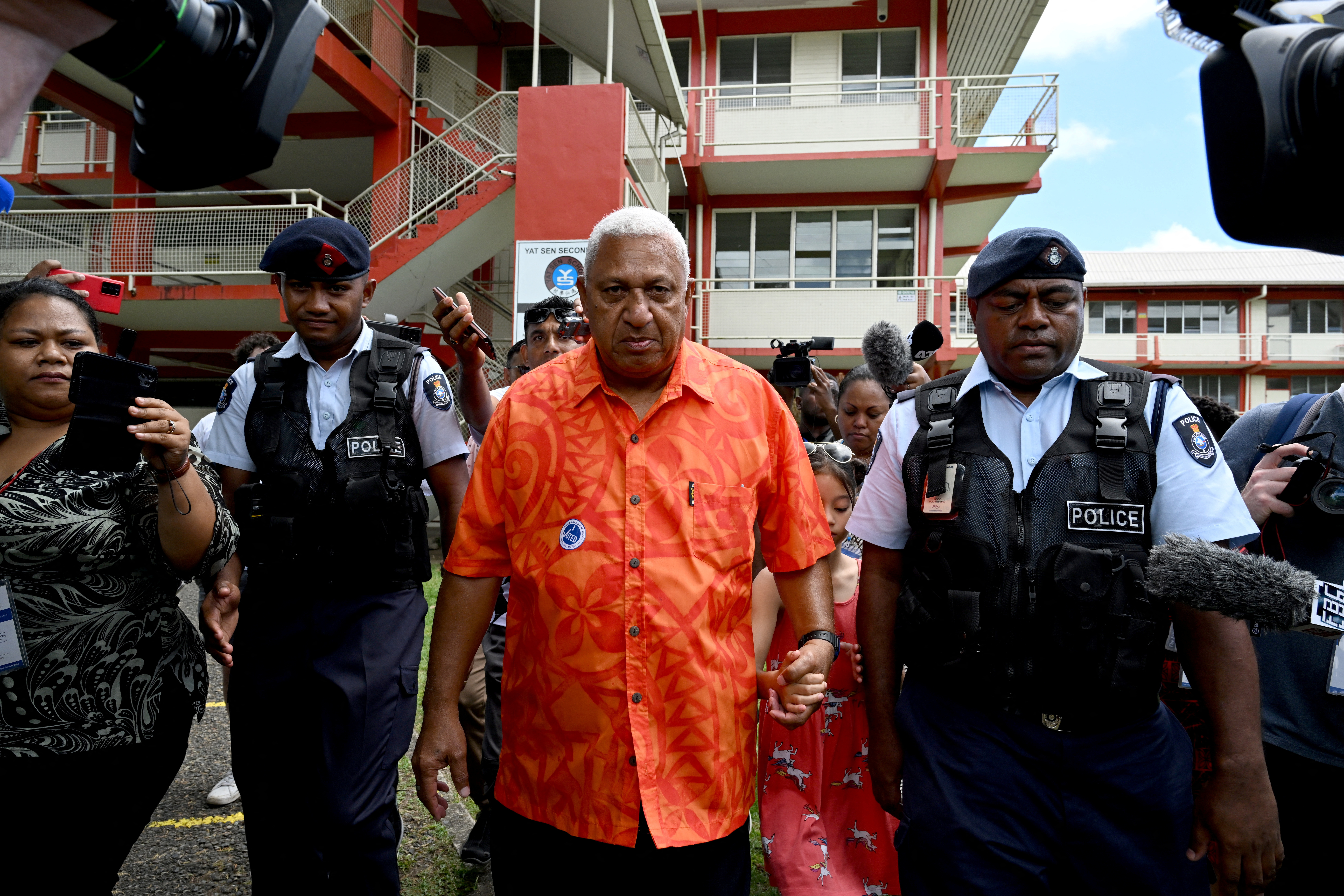 Fiji’s Prime Minister Frank Bainimarama after voting in the nation's general election