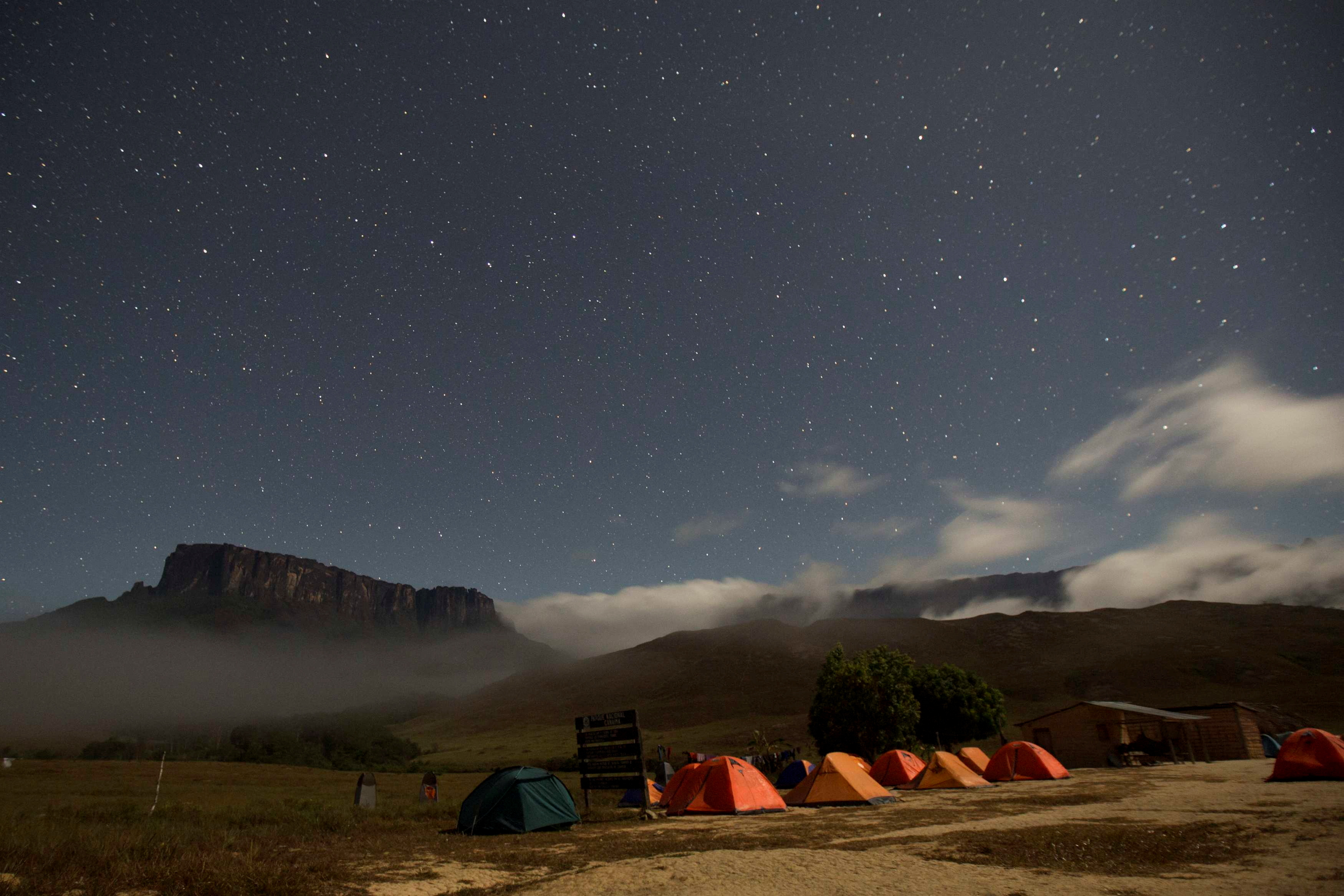 Kukenan and Roraima mounts are seen from the Tec Camp, near Venezuela's border with Brazil