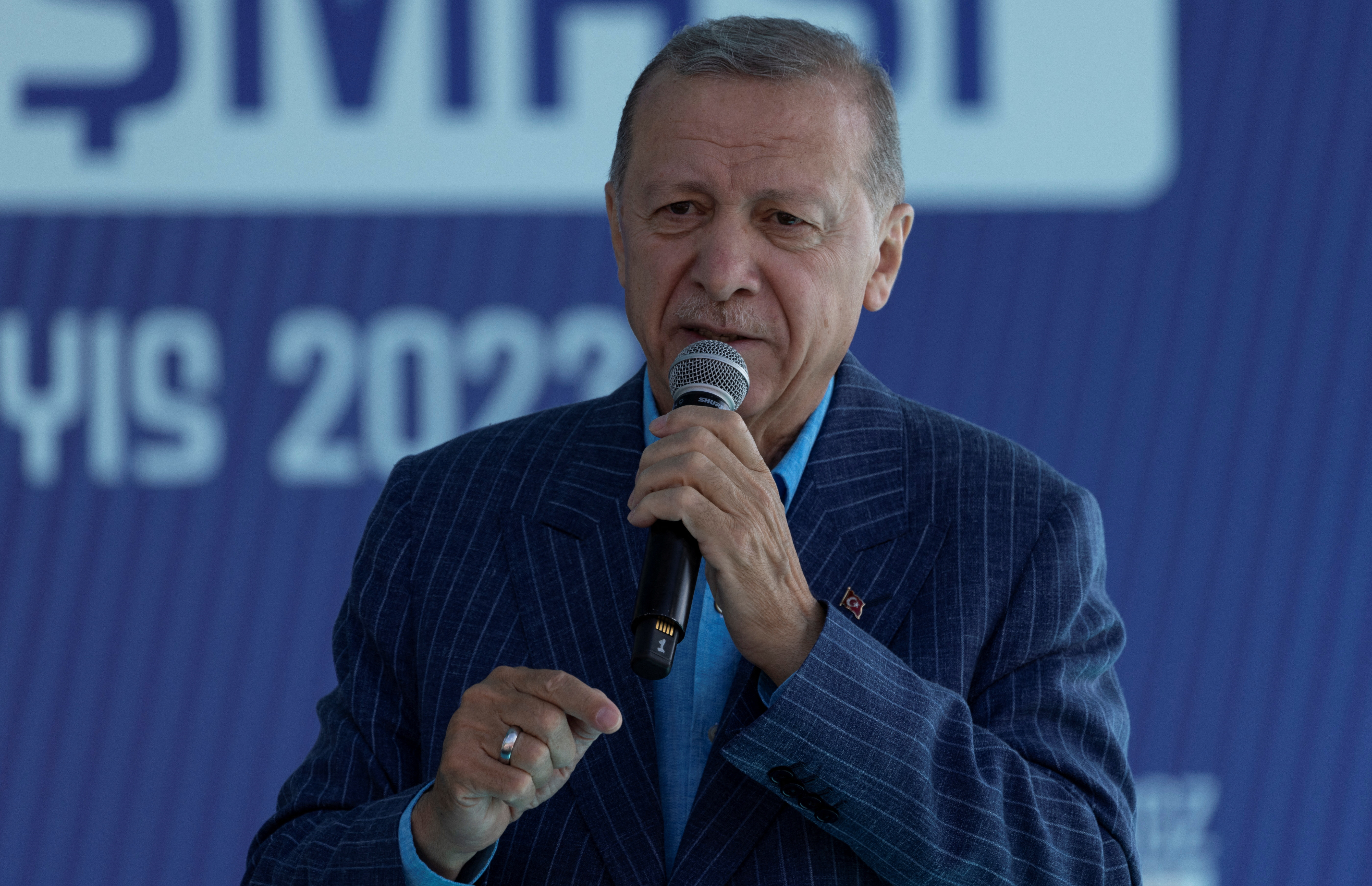 Turkish President Tayyip Erdogan attens a rally in Istanbul