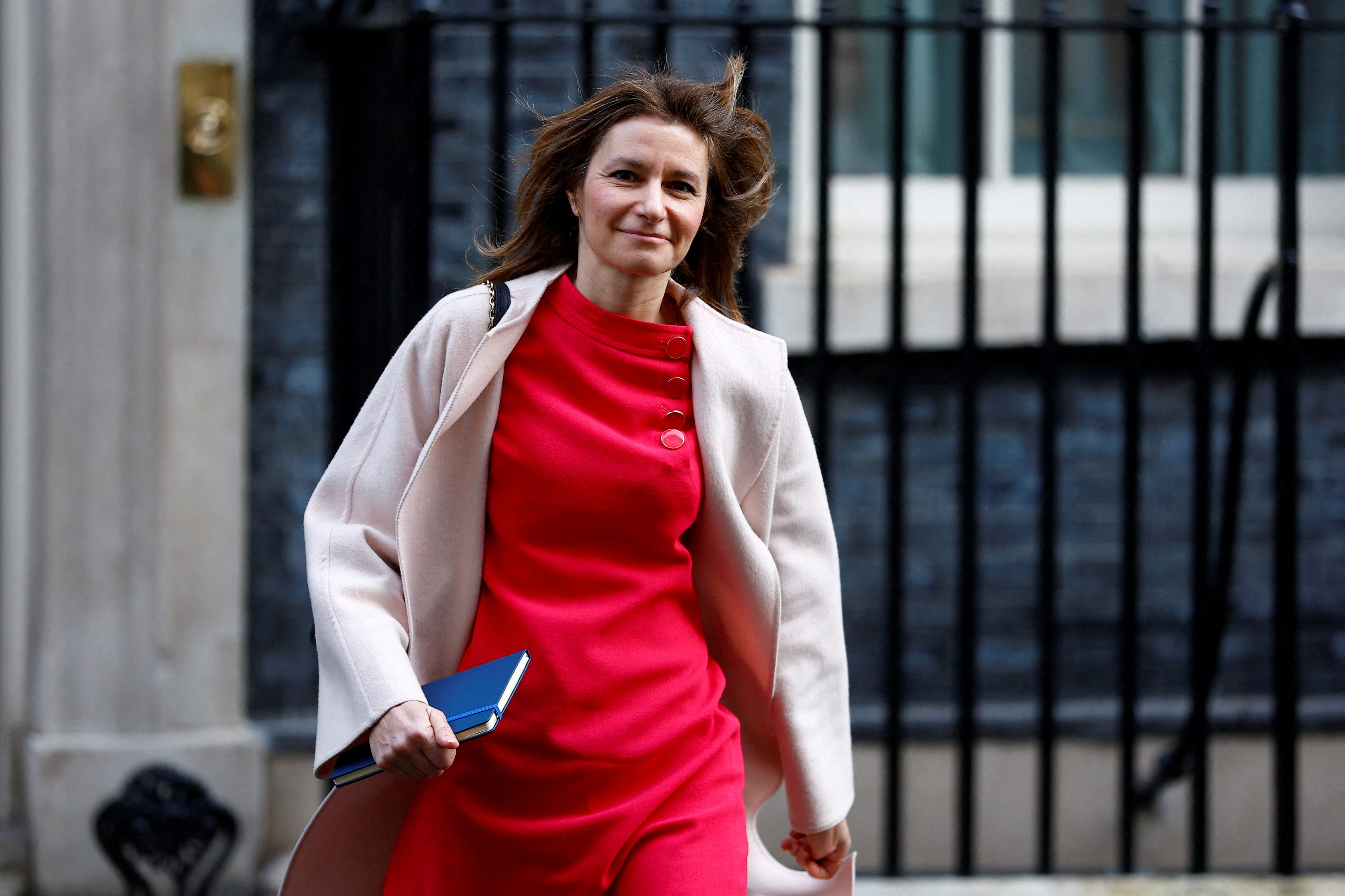 British Secretary of State for Culture, Media, and Sport Lucy Frazer walks on Downing Street