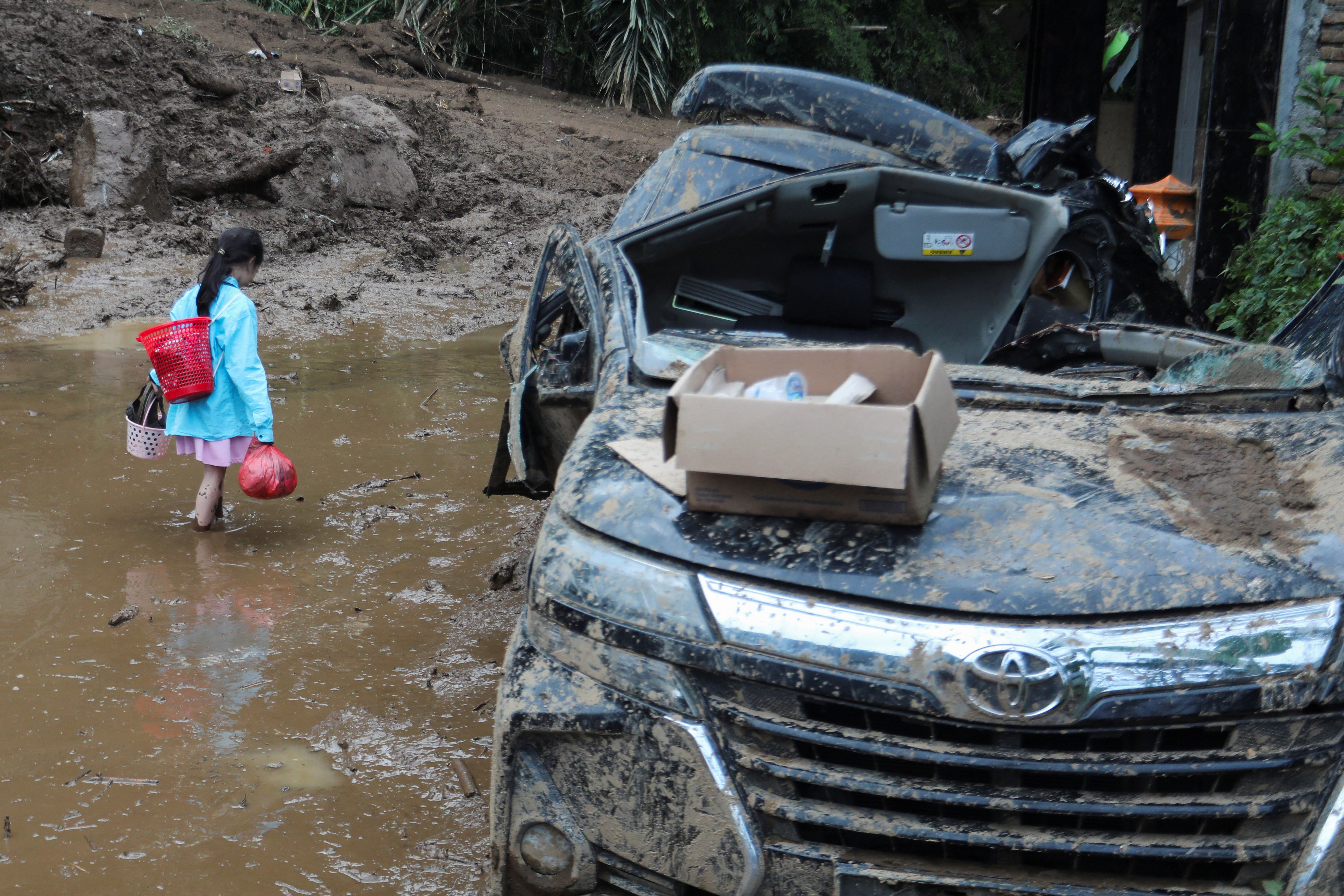 Landslide caused by heavy rain at Semangat Gunung Village in Karo, North Sumatra province