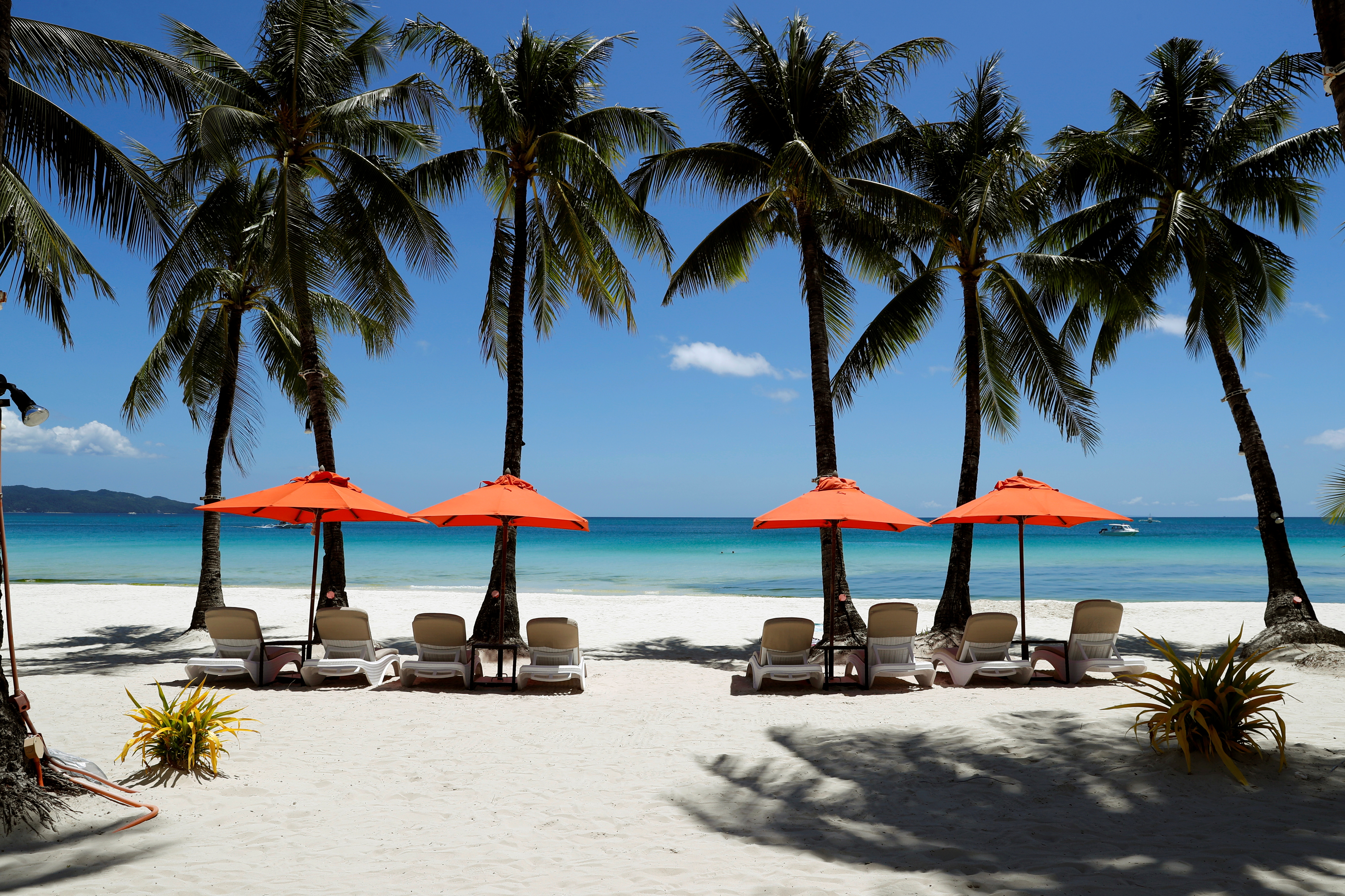 A view of an empty beach is seen a day before the temporary closure of the holiday island Boracay in the Philippines