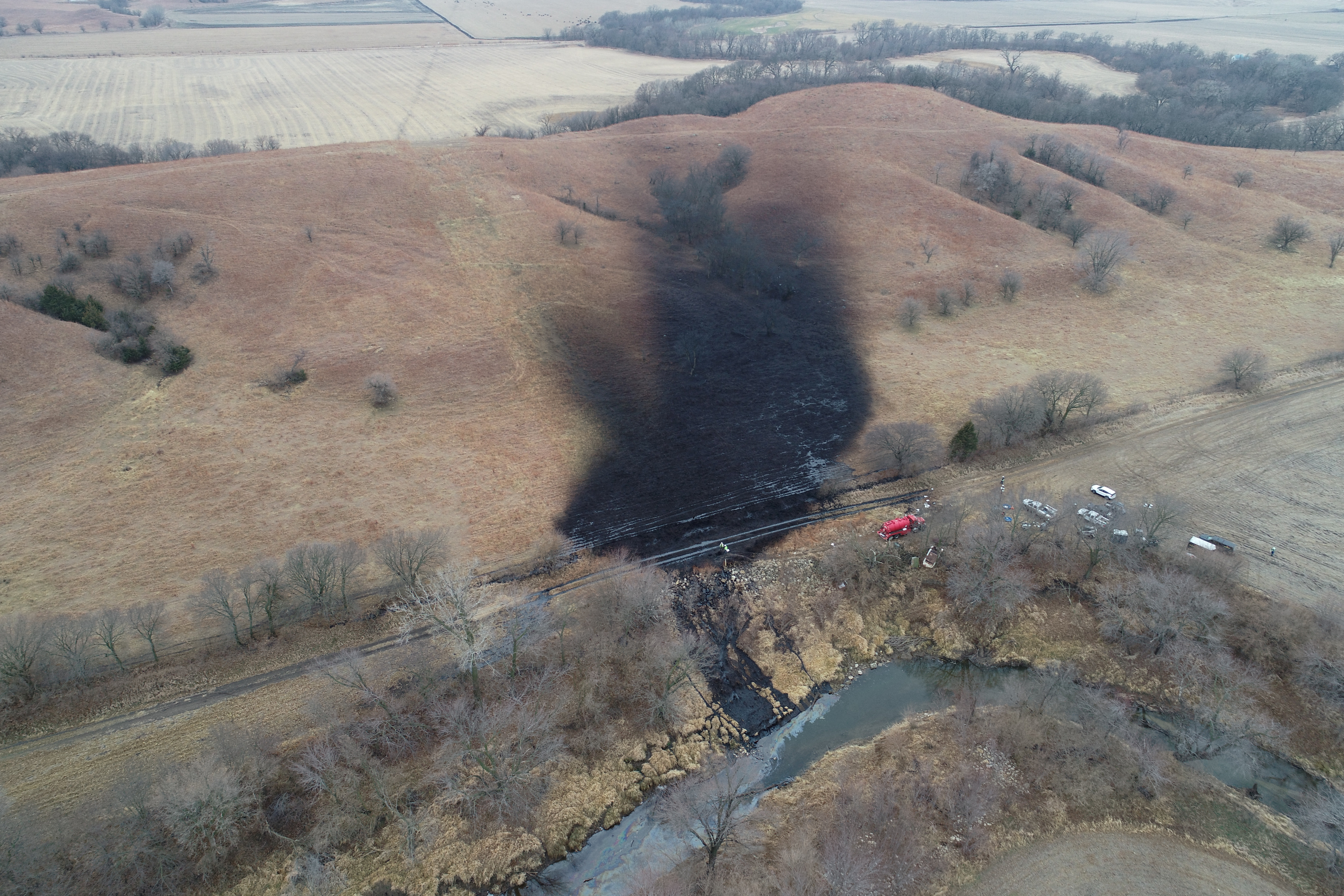 Cleanup Operations at Oil Discharge Scene Near Washington, Kansas, Shift to  Restoration