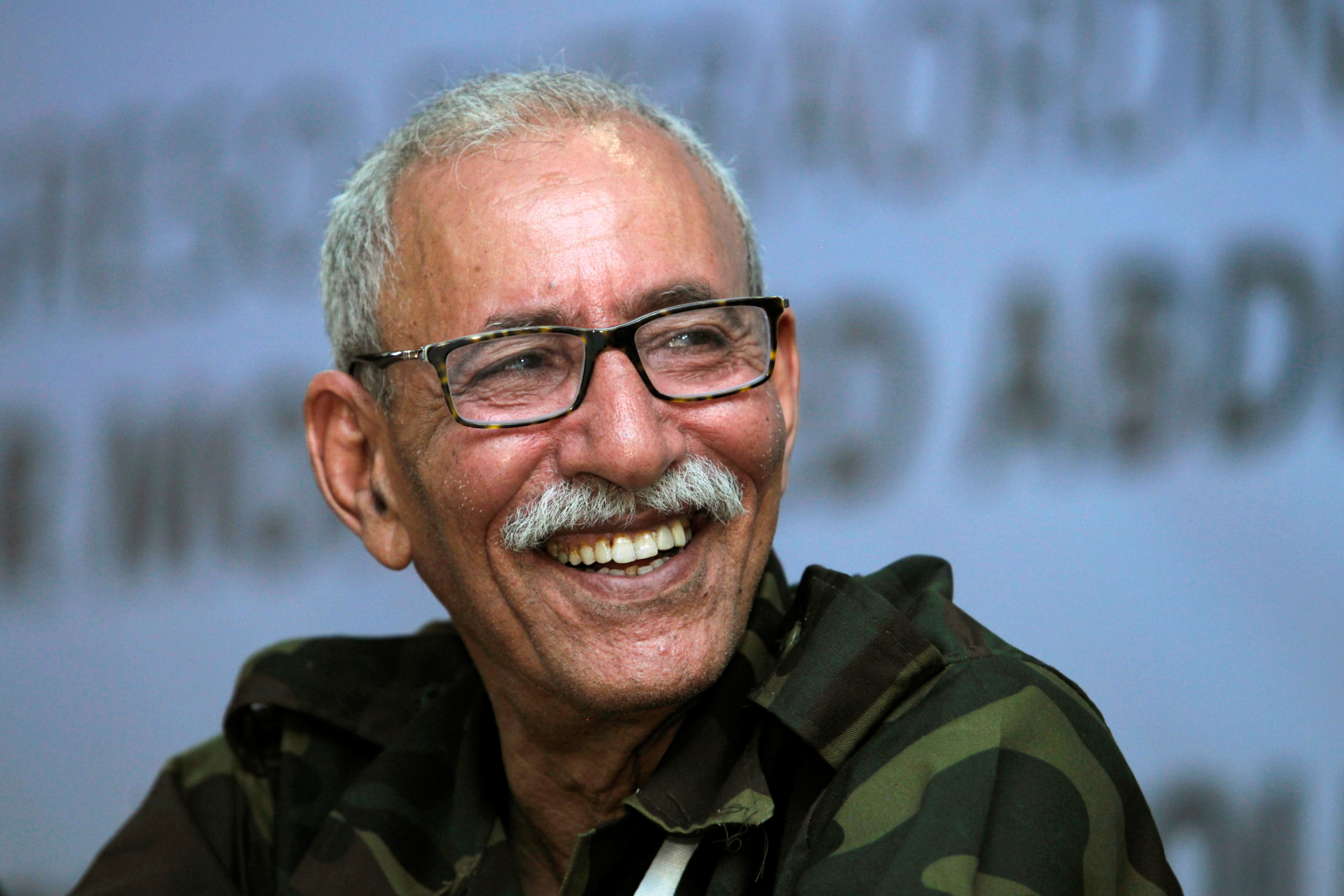 Ghali reacts during an extraordinary congress at the Sahrawi refugee camp of Dakhla