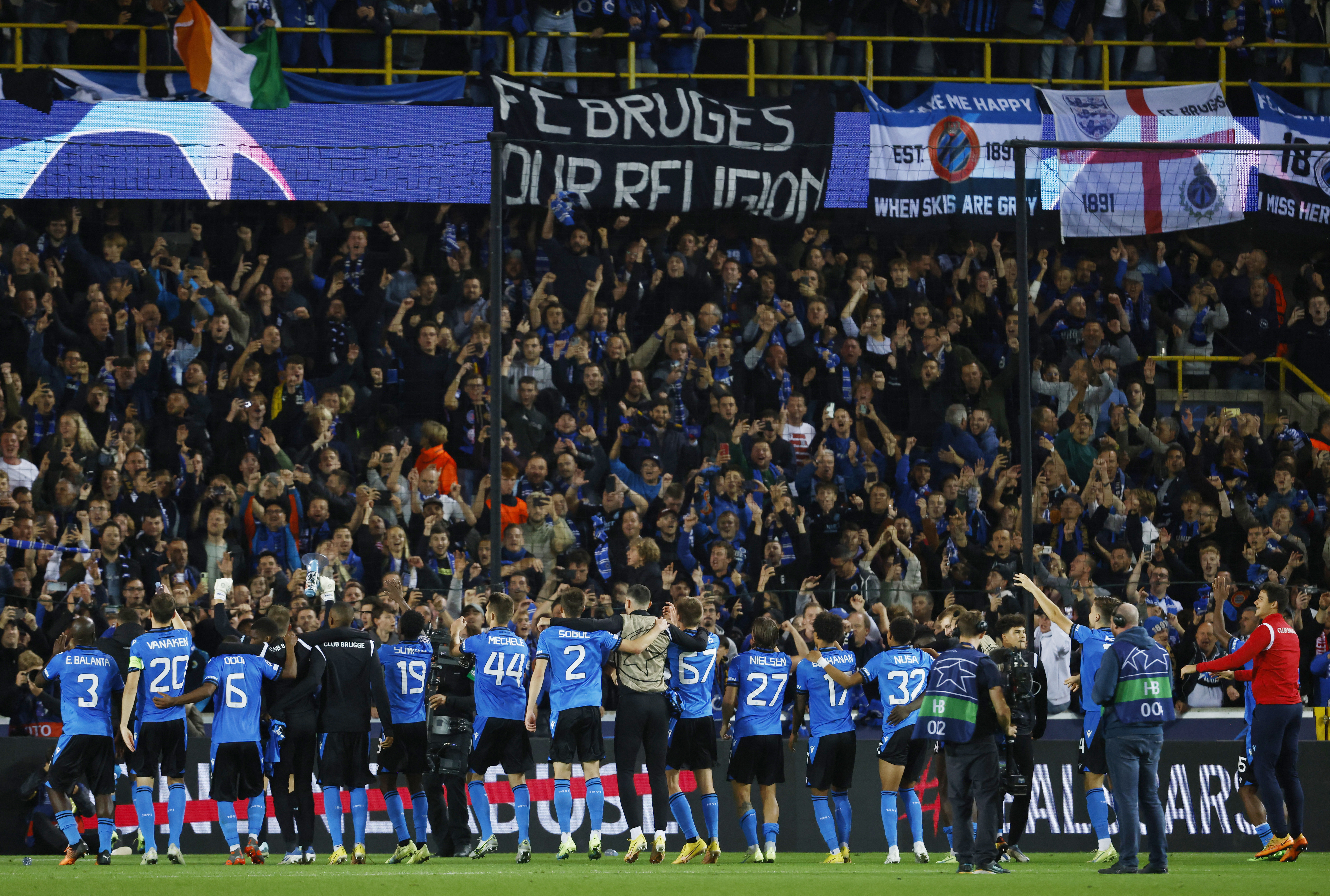 BRUGES, BELGIUM - FEBRUARY 6: Fans of Club Brugge during the