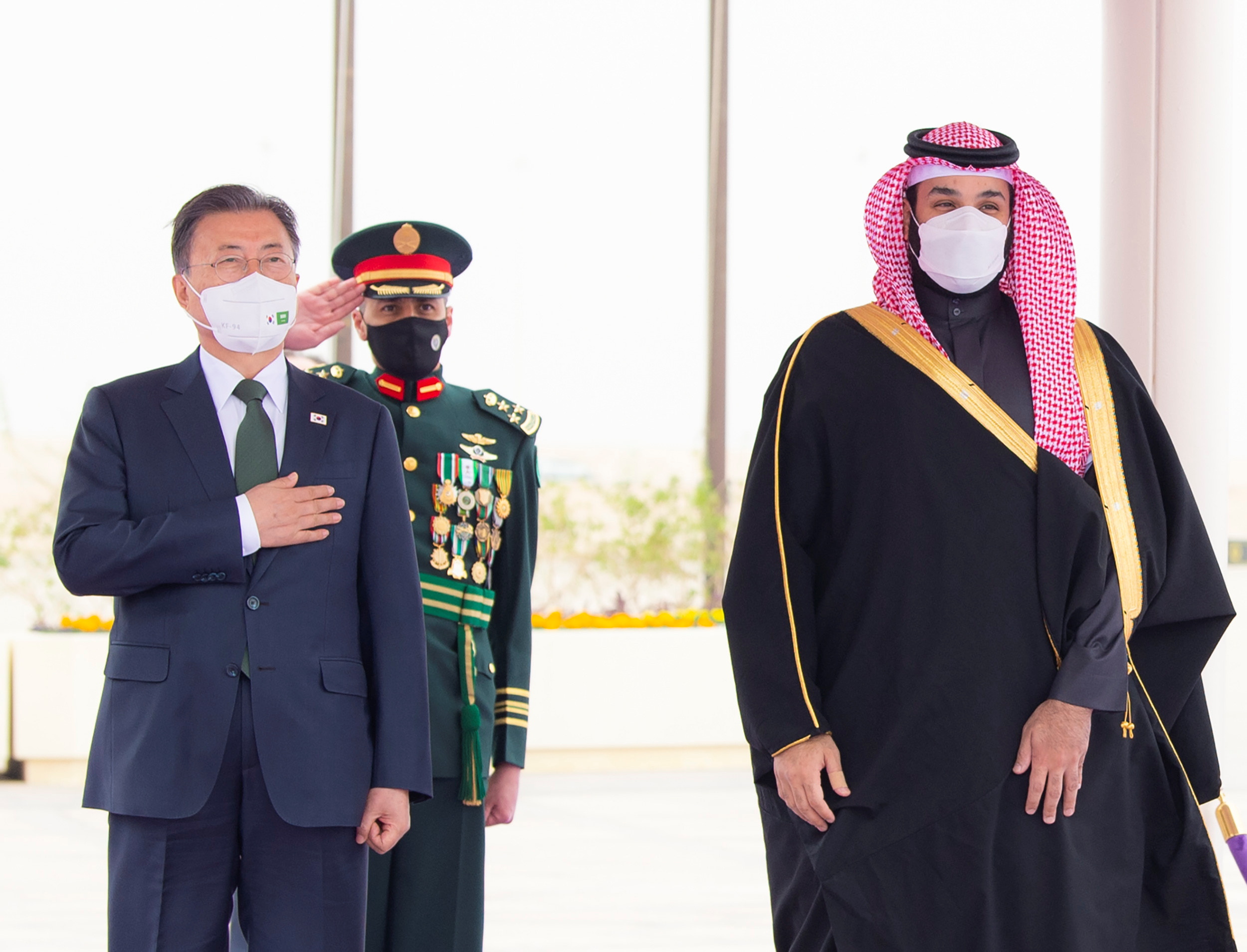 Saudi Crown Prince Mohammed bin Salman receives South Korean President Moon Jae-in in Riyadh
