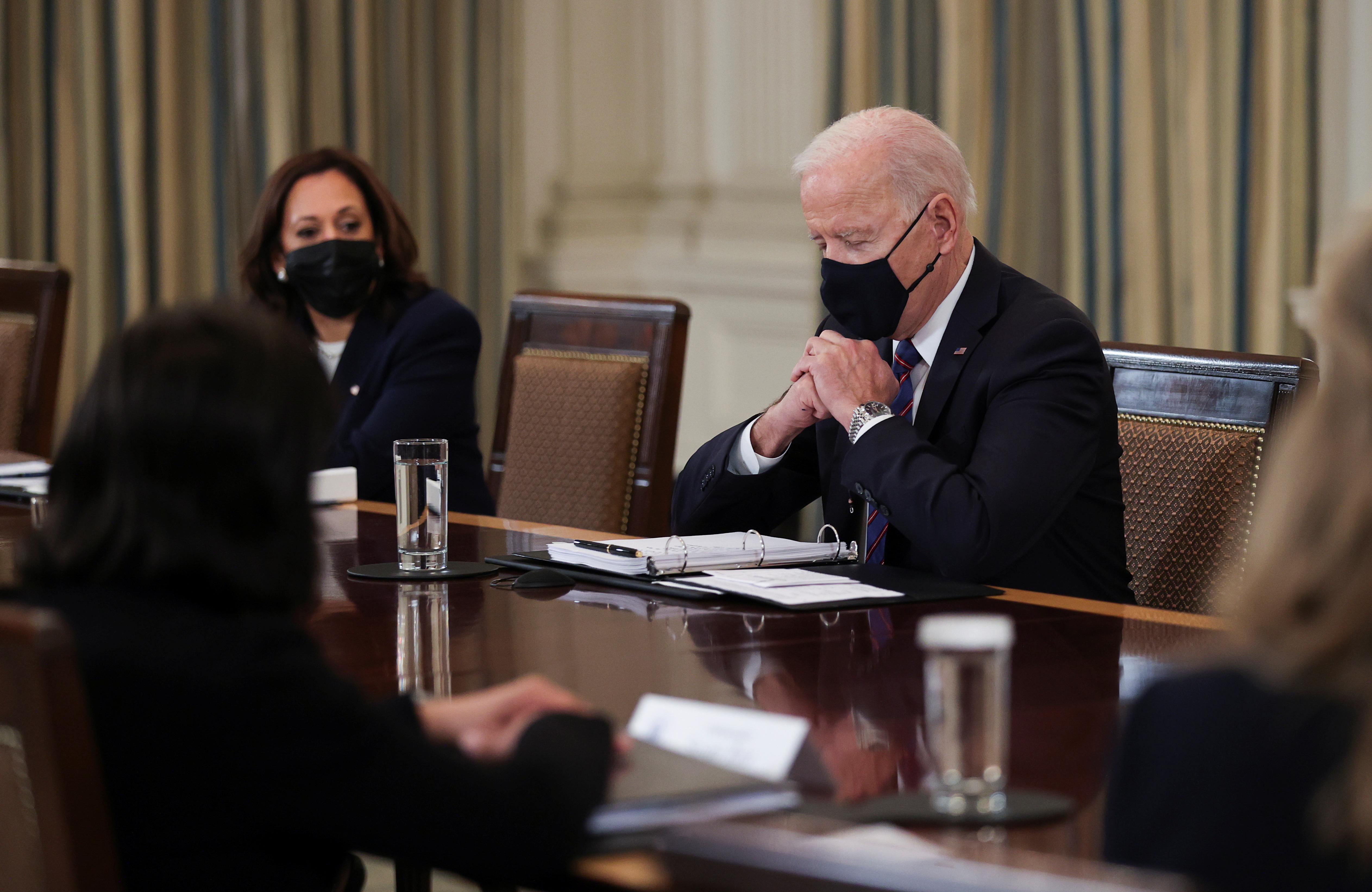 U.S. President Joe Biden meets with immigration advisers at the White House in Washington