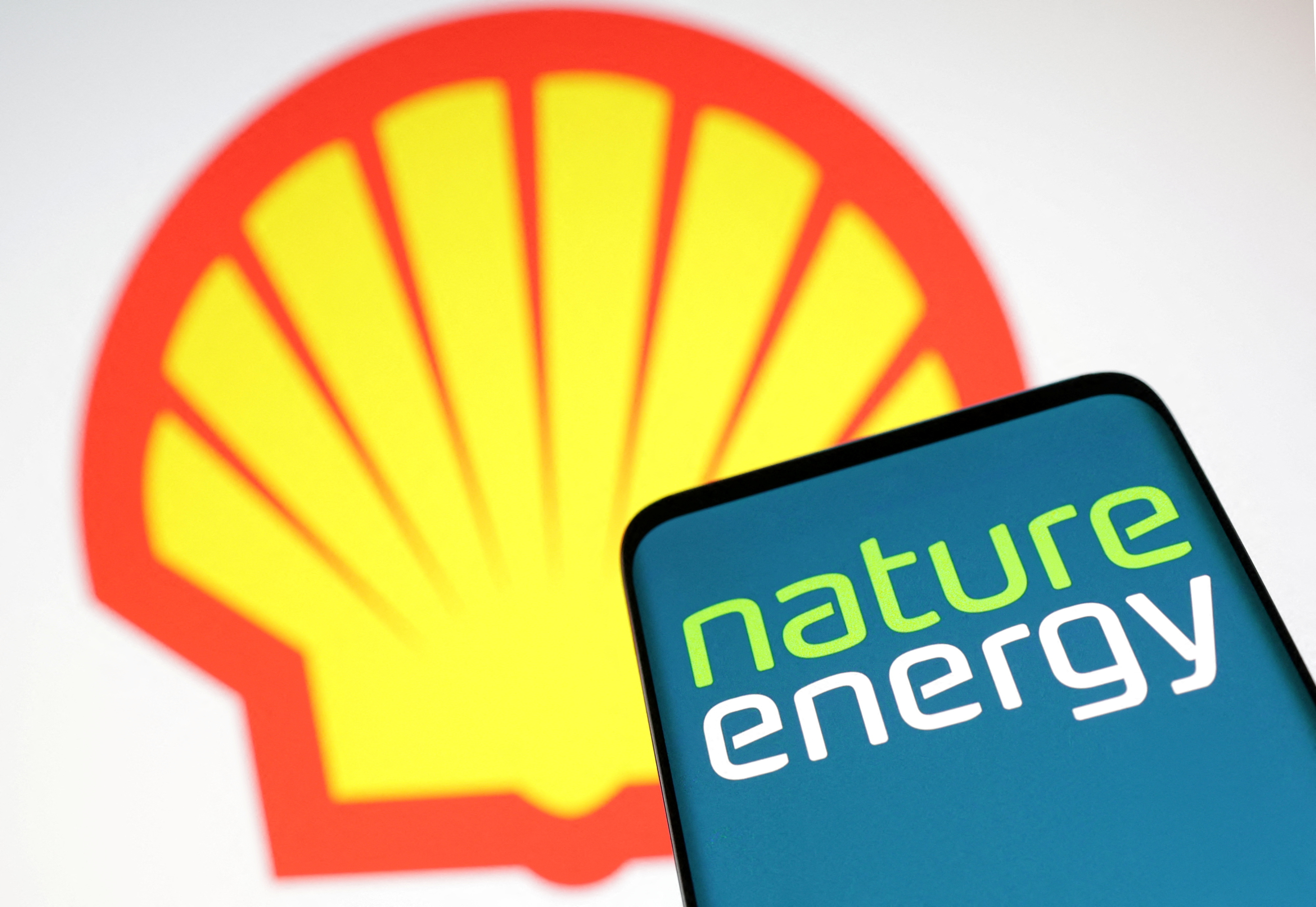 Illustration shows Shell and Nature Energy logos