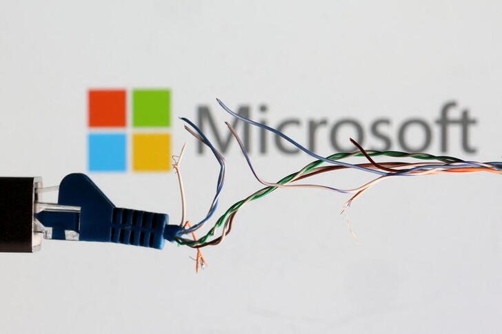 Illustration shows broken Ethernet cable and Microsoft logo