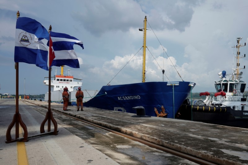 Nicaragua's merchant ship Augusto Cesar Sandino arrives with humanitarian shipment of food in Mariel
