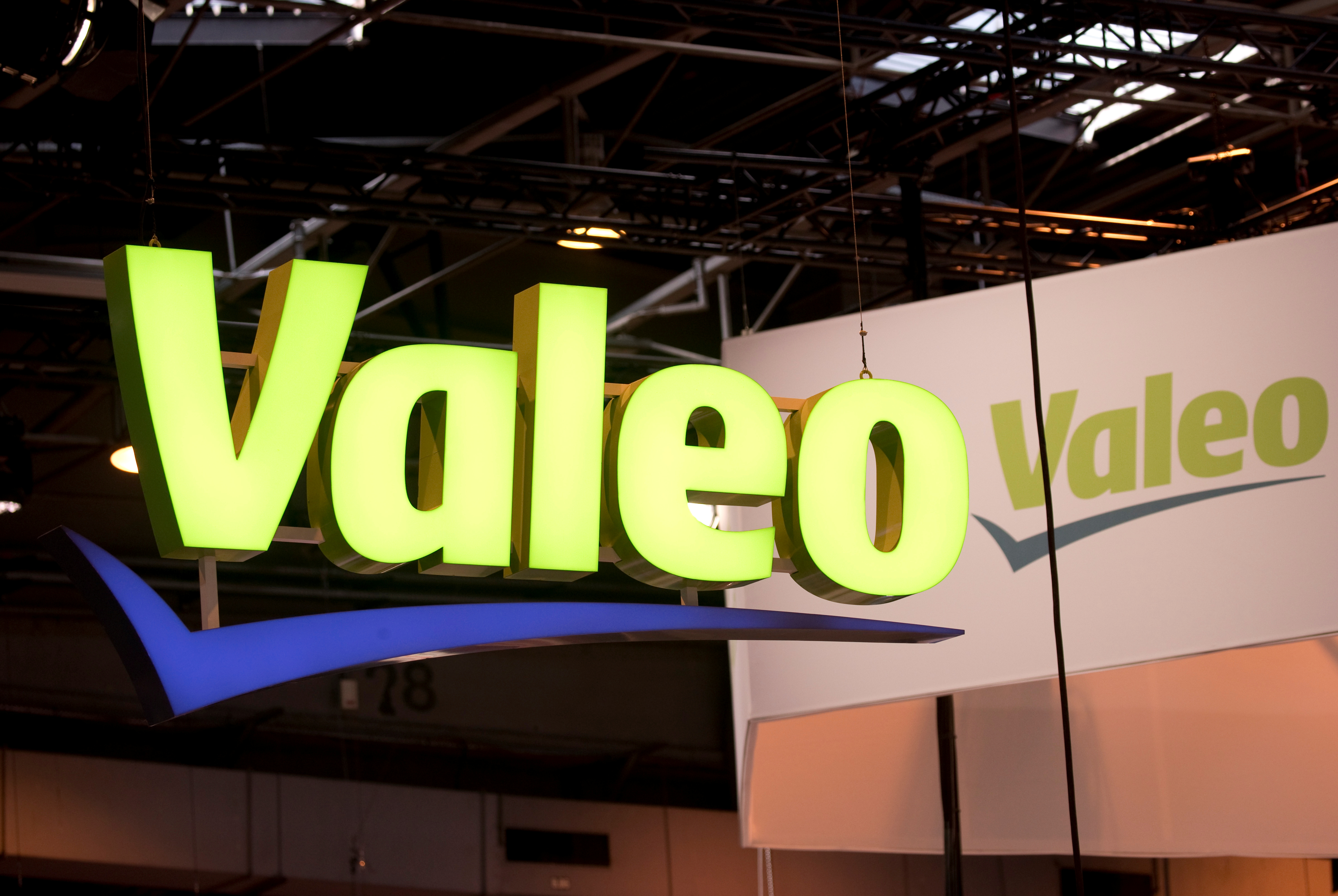 The logo of Valeo is pictured during the Viva Tech start-up and technology summit in Paris