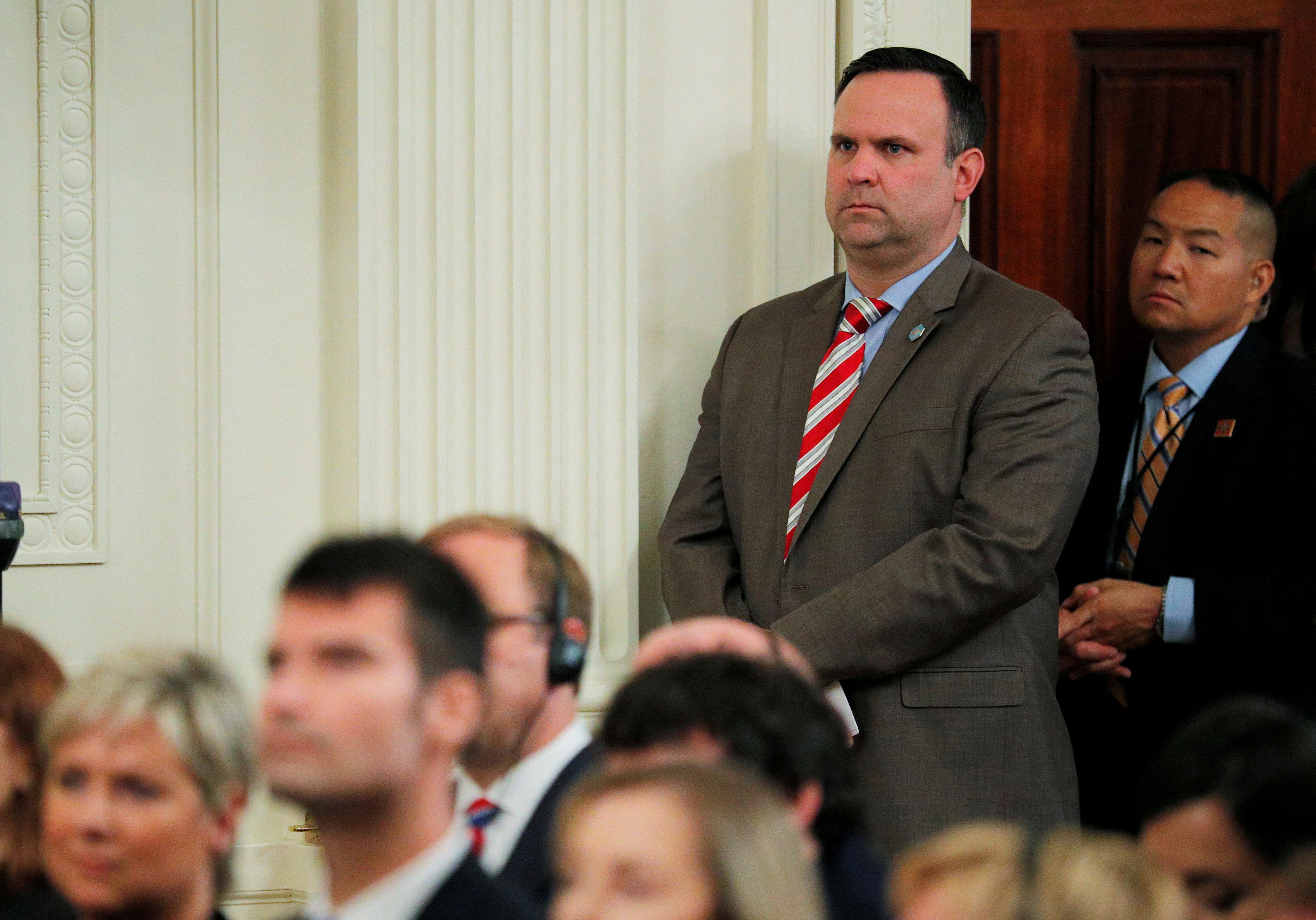 White House Social Media Director Scavino awaits start of joint news conference at the White House in Washington