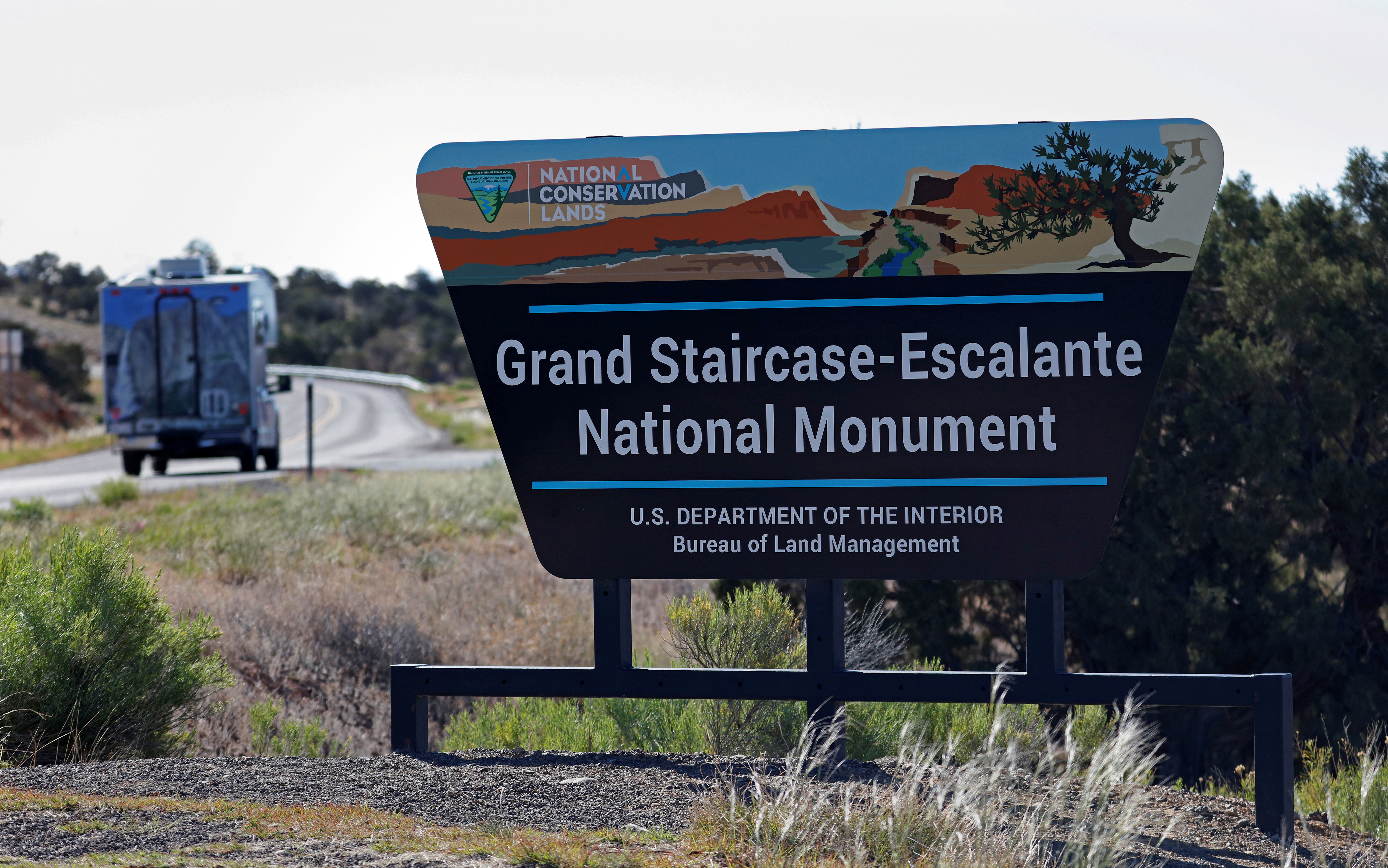 The entrance to Grand Staircase-Escalante National Monument is seen outside of Escalante, Utah