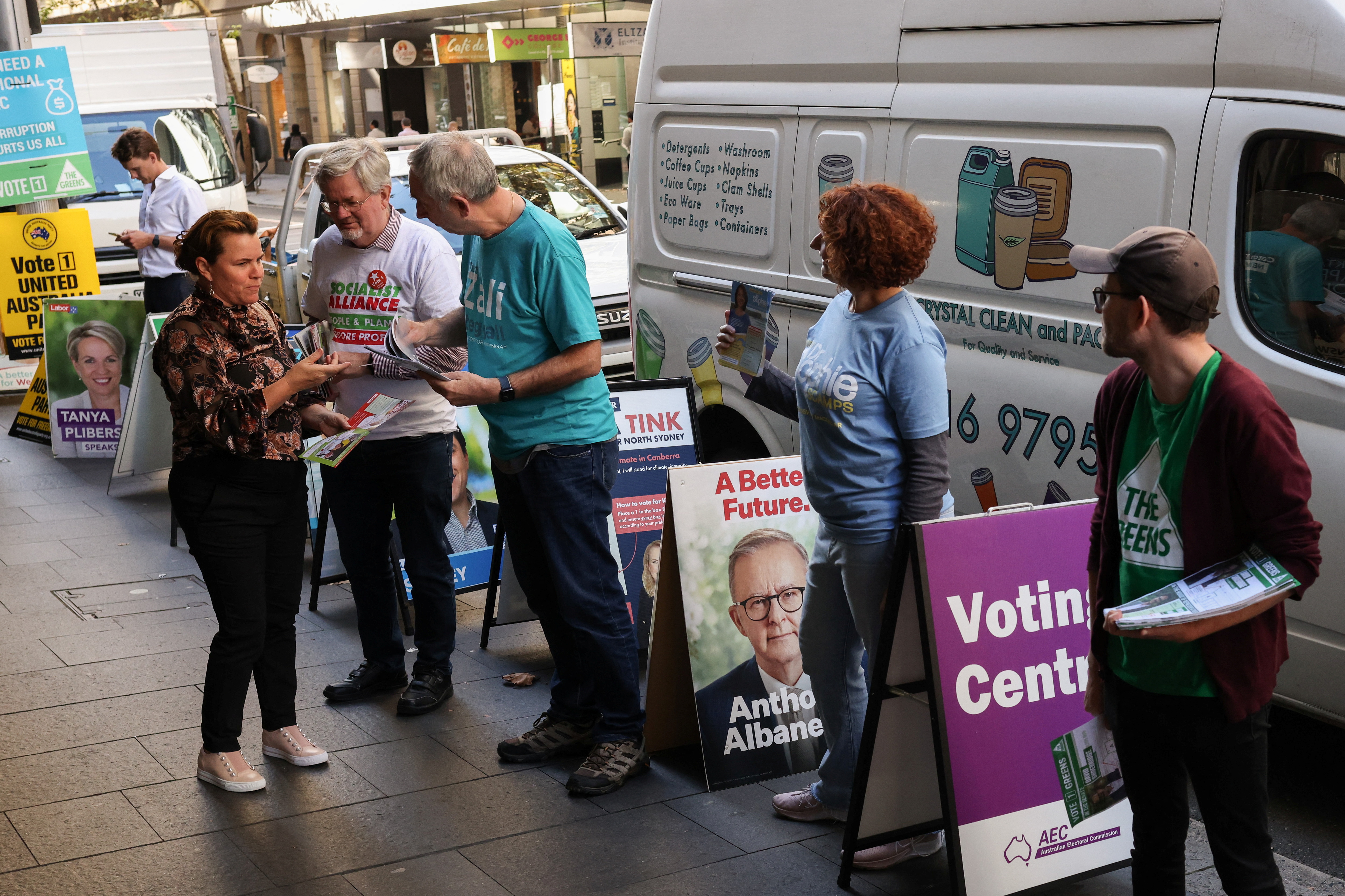 The scene at an AEC early voting centre ahead of the national election in Sydney