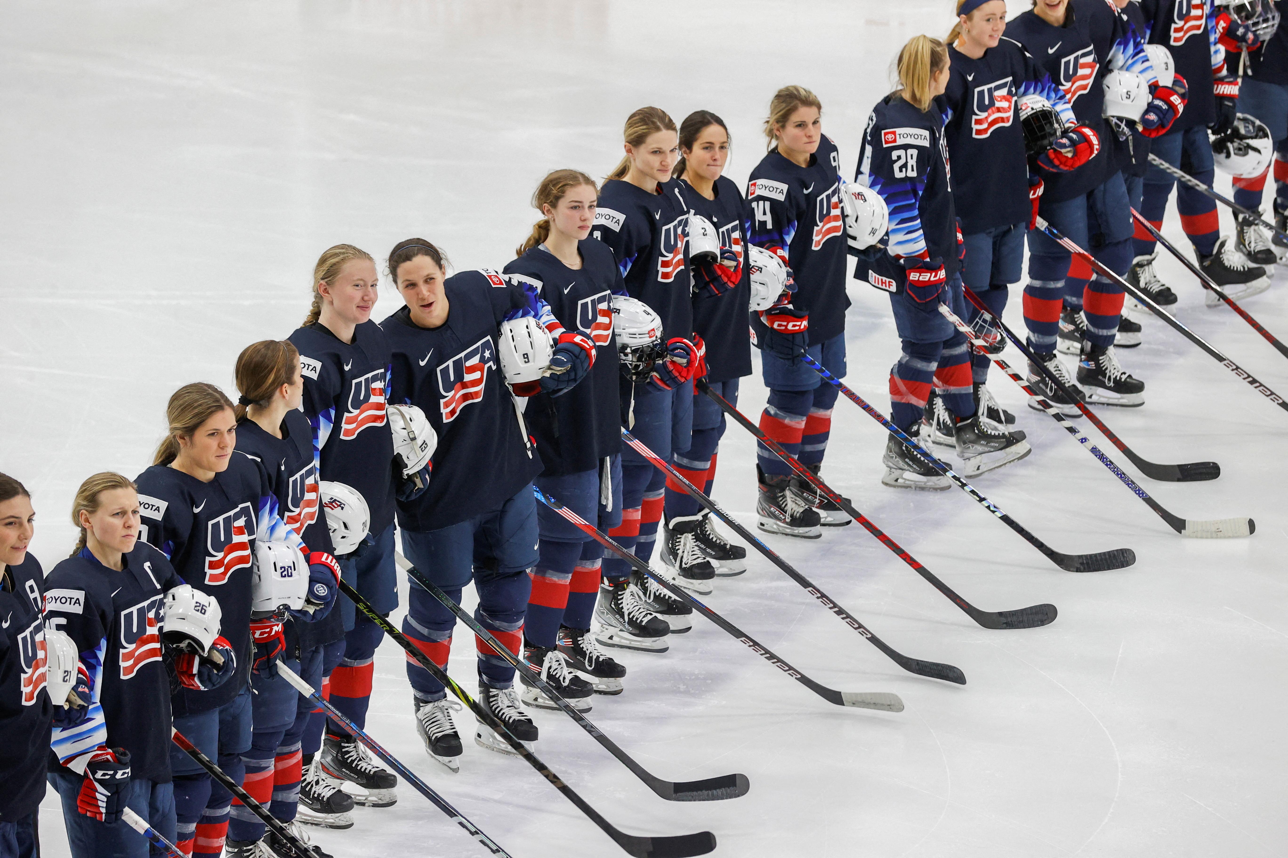 Canada and U.S. women’s hockey national teams play an international hockey exhibition game in Maryland Heights, Missouri