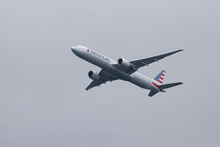 An American Airlines plane takes off from Sydney Airport in Sydney