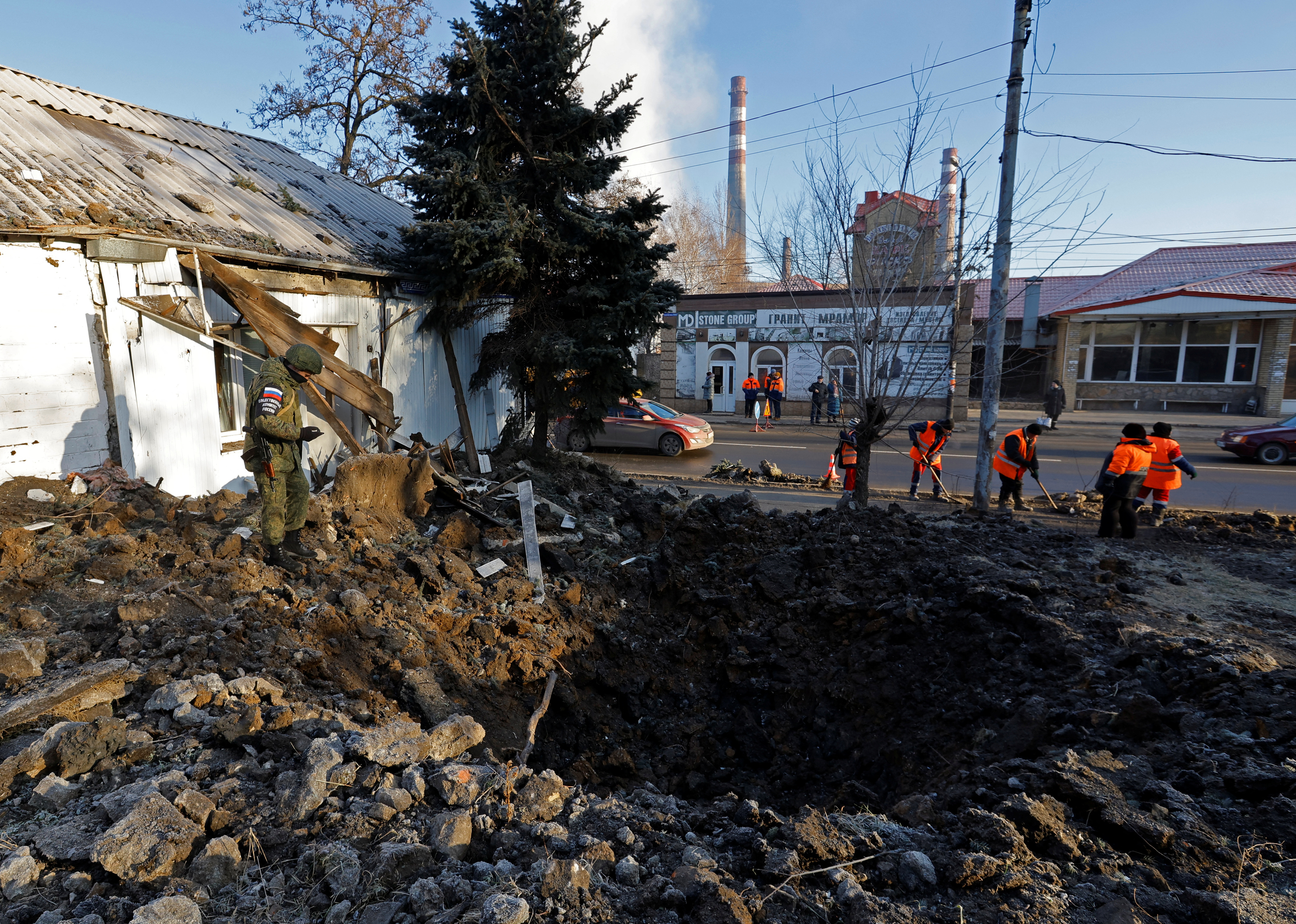 Aftermath of recent shelling in Donetsk