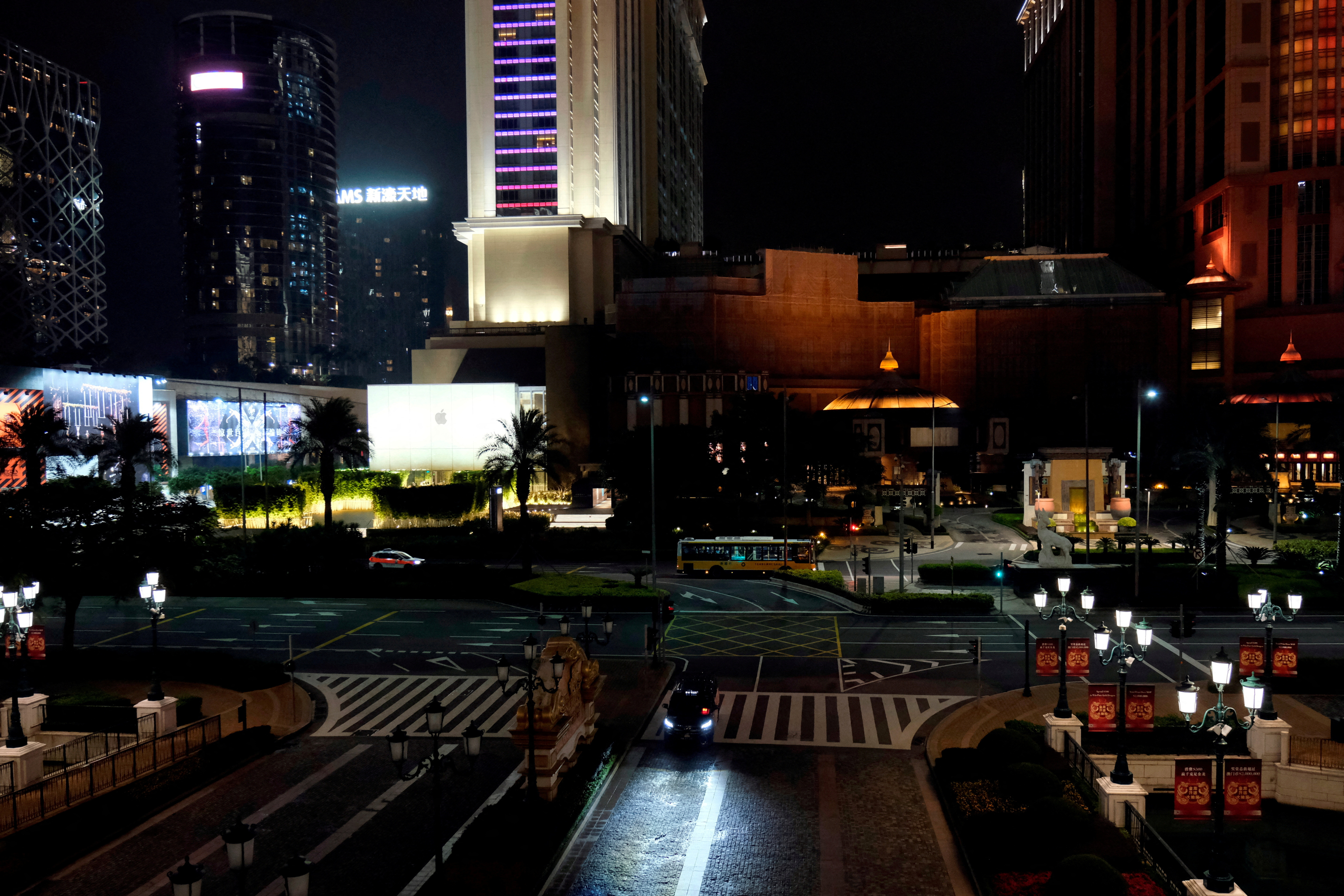 A general view shows casinos and hotels following the coronavirus outbreak in Macau