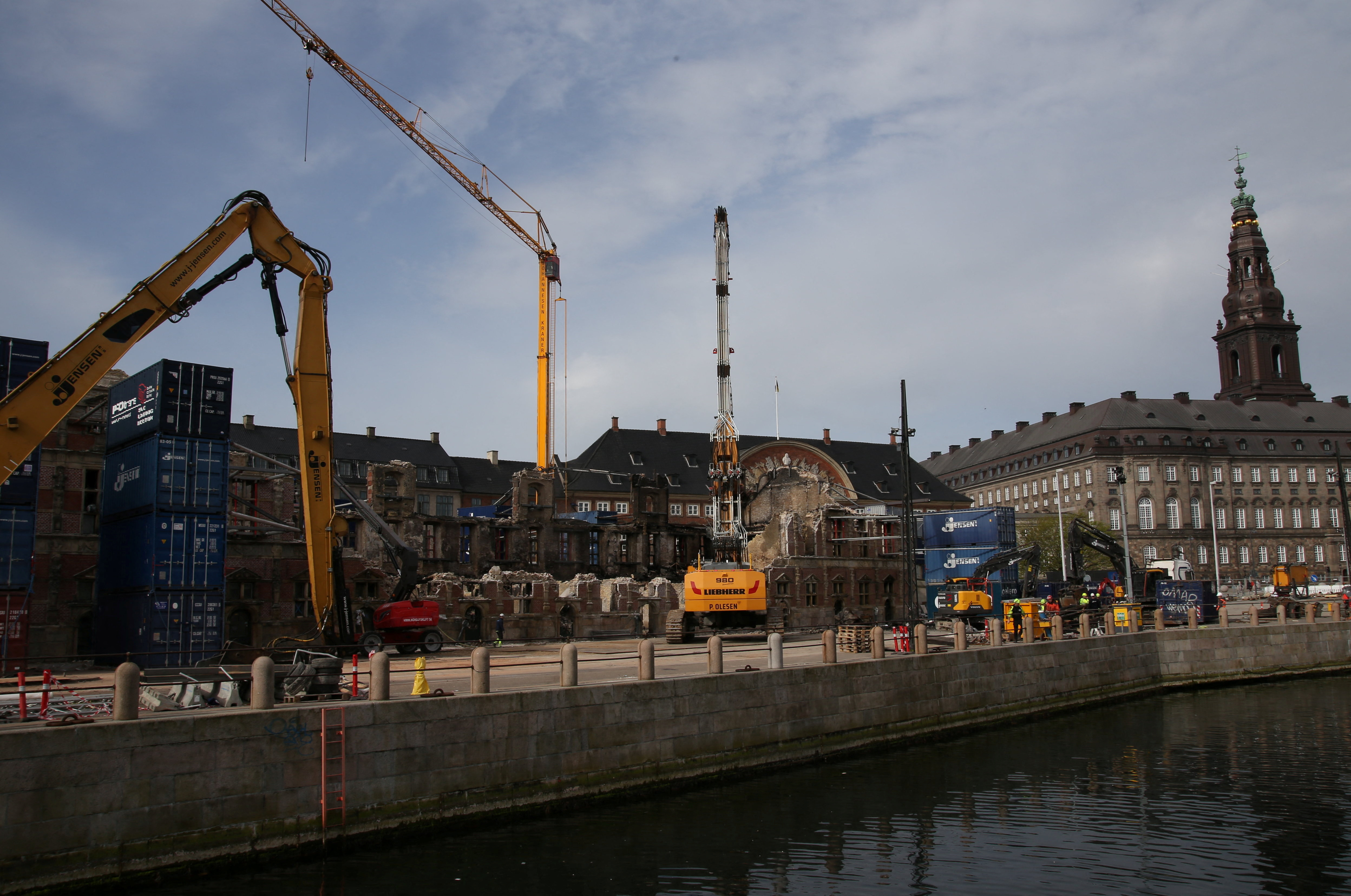 Construction work is ongoing to restore Copenhagen's Old Stock Exchange