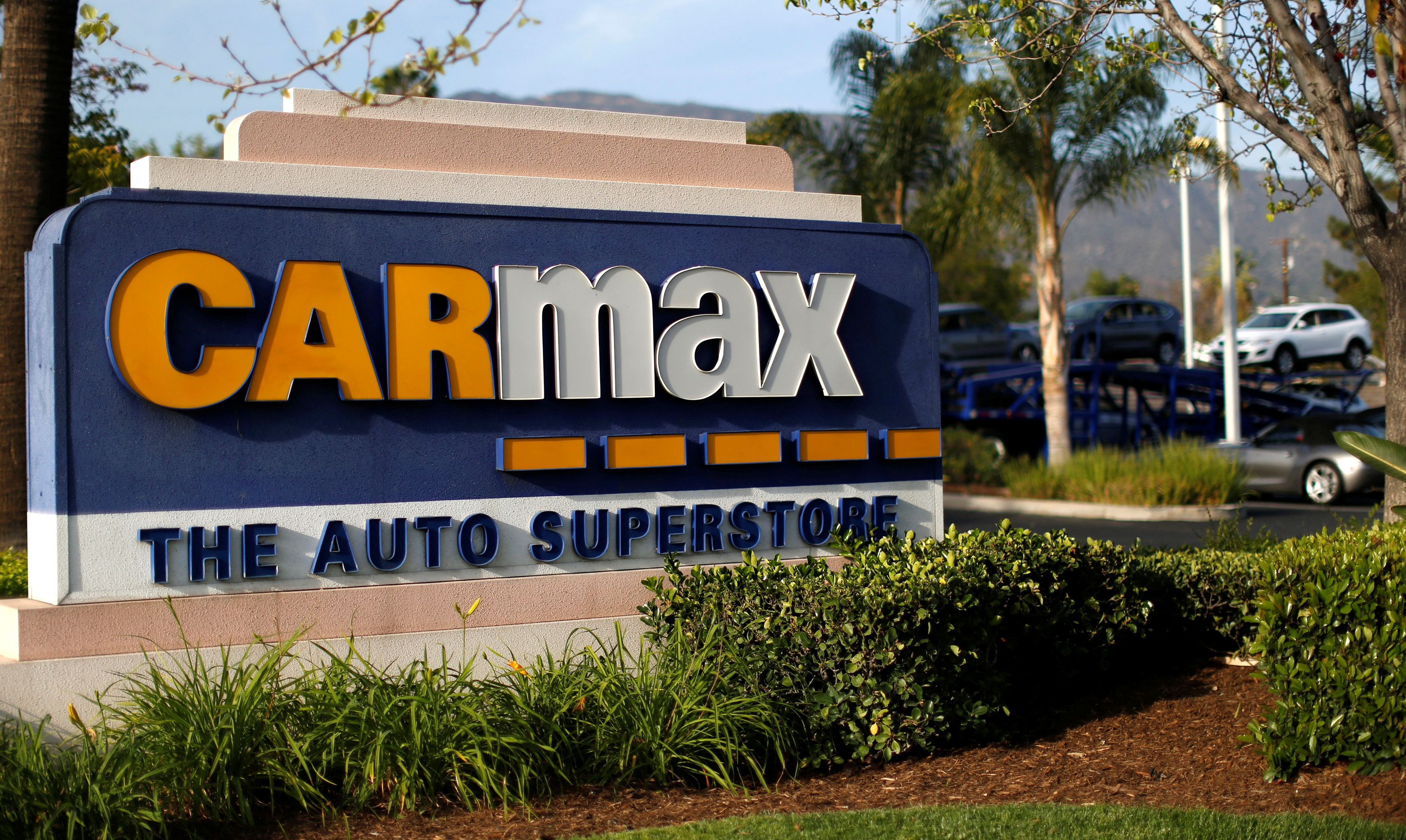The sign of a CarMax dealership is pictured in Duarte