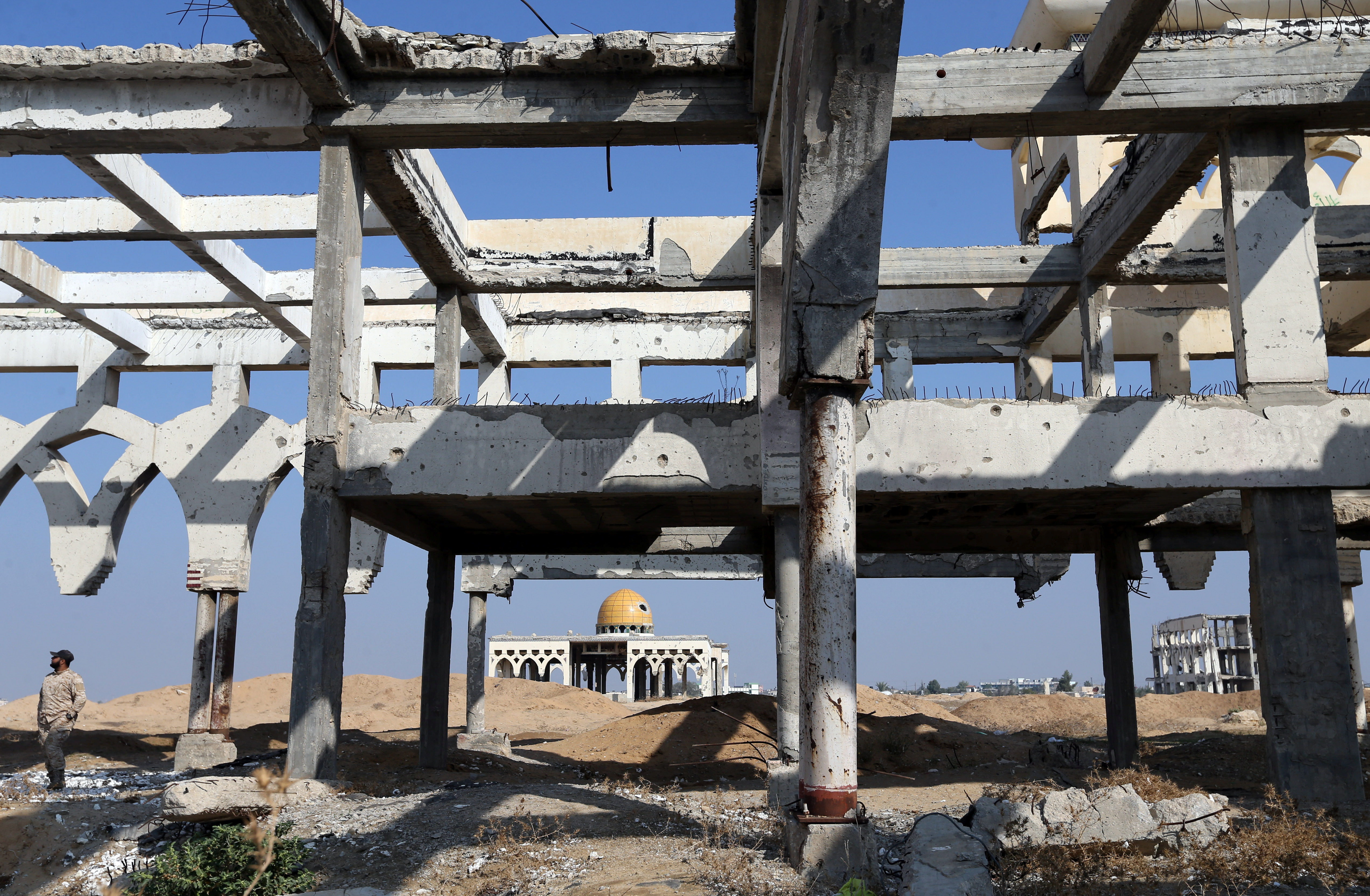 Destroyed buildings of Gaza airport are seen in Rafah in the southern Gaza Strip. REUTERS/Ibraheem Abu Mustafa
