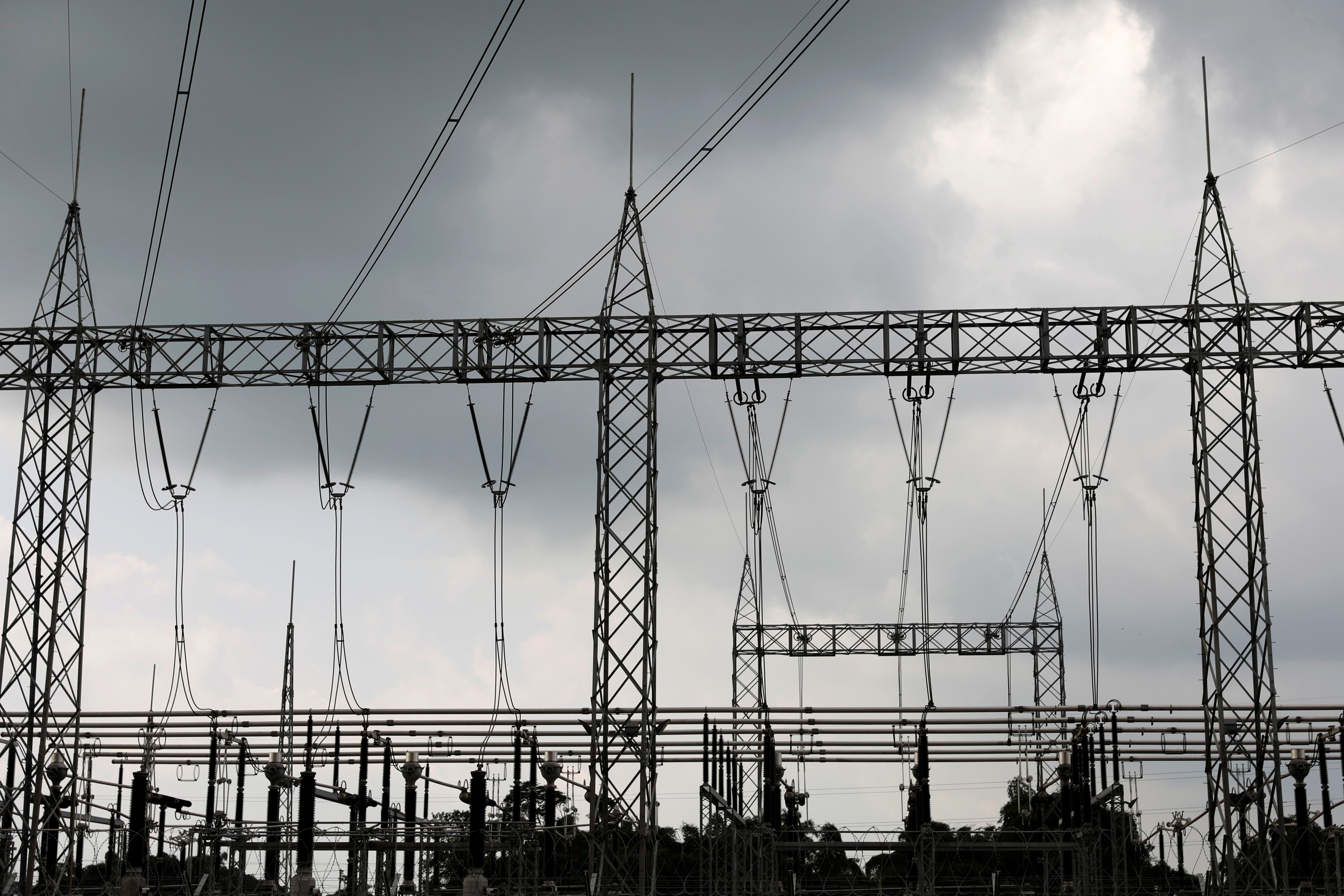High-tension electrical power lines are seen at the Azura-Edo IPP on the outskirt of Benin City