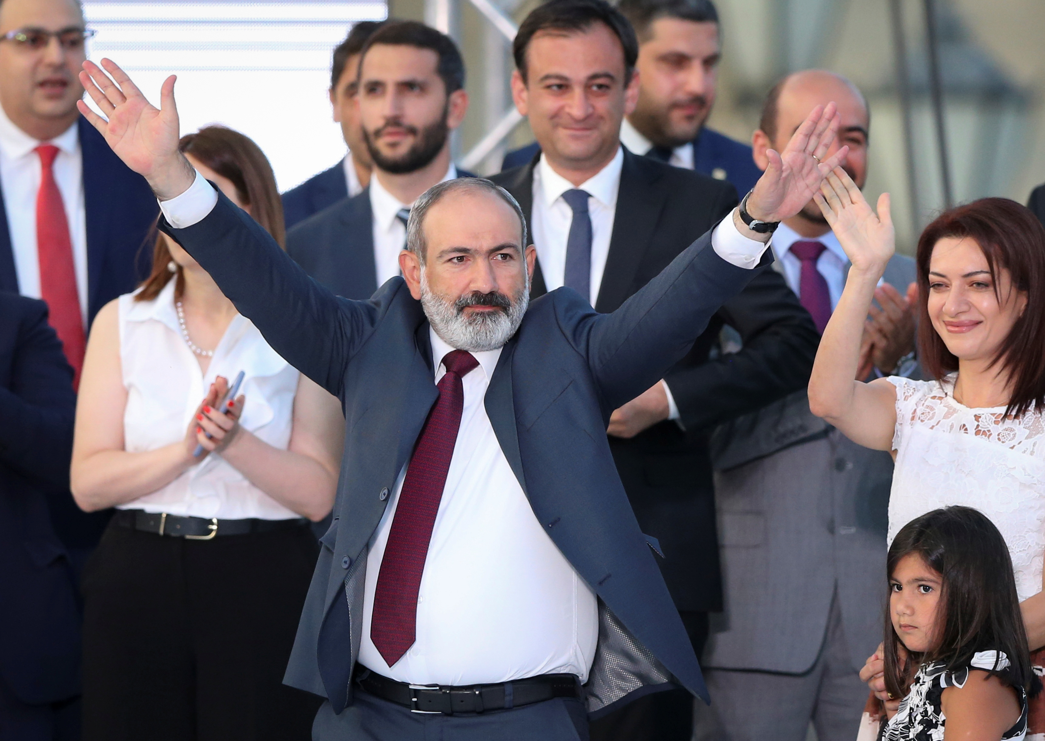 Leader of Civil Contract party Nikol Pashinyan attends a rally in Yerevan