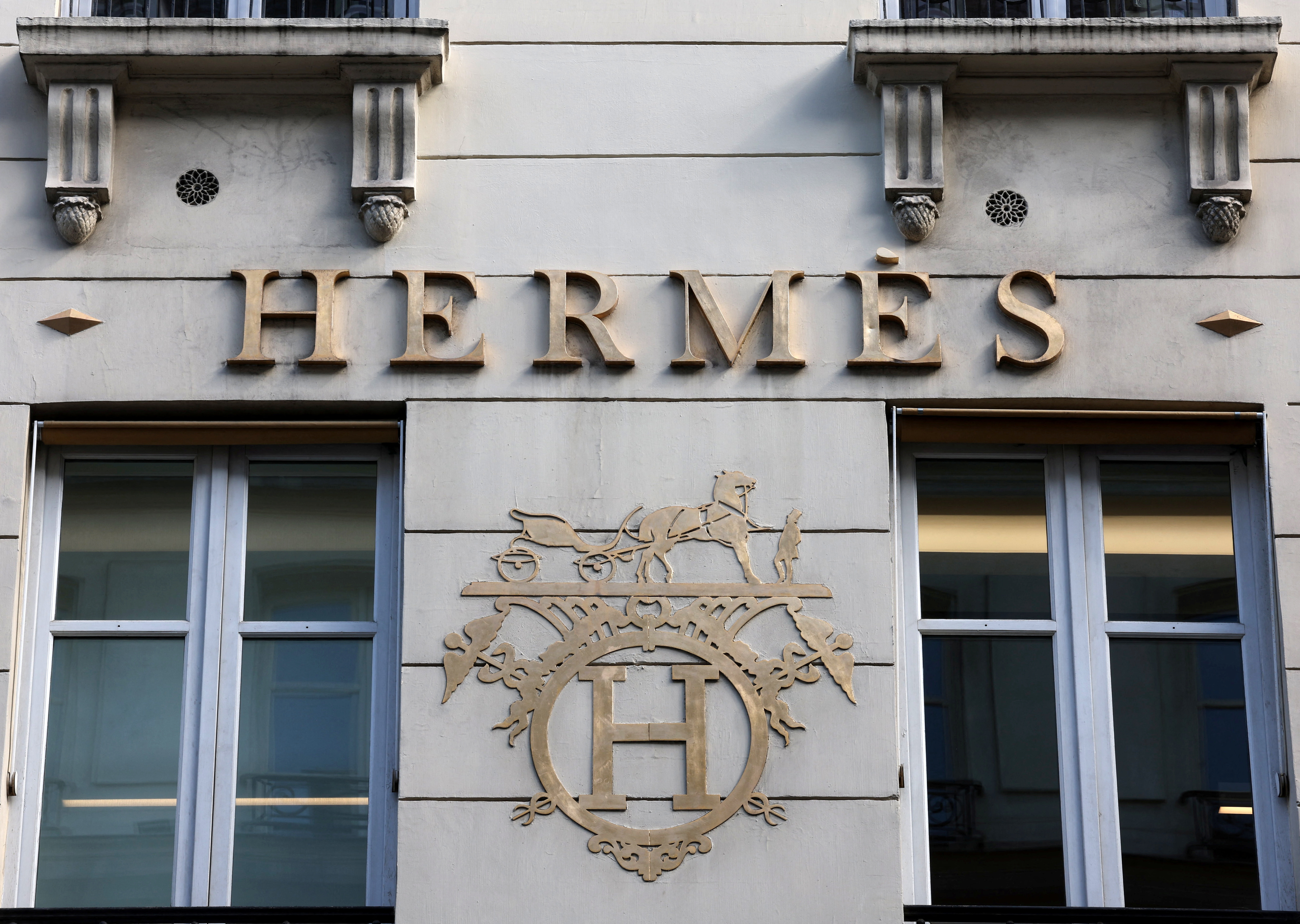 Logo of fashion house Hermes in Paris