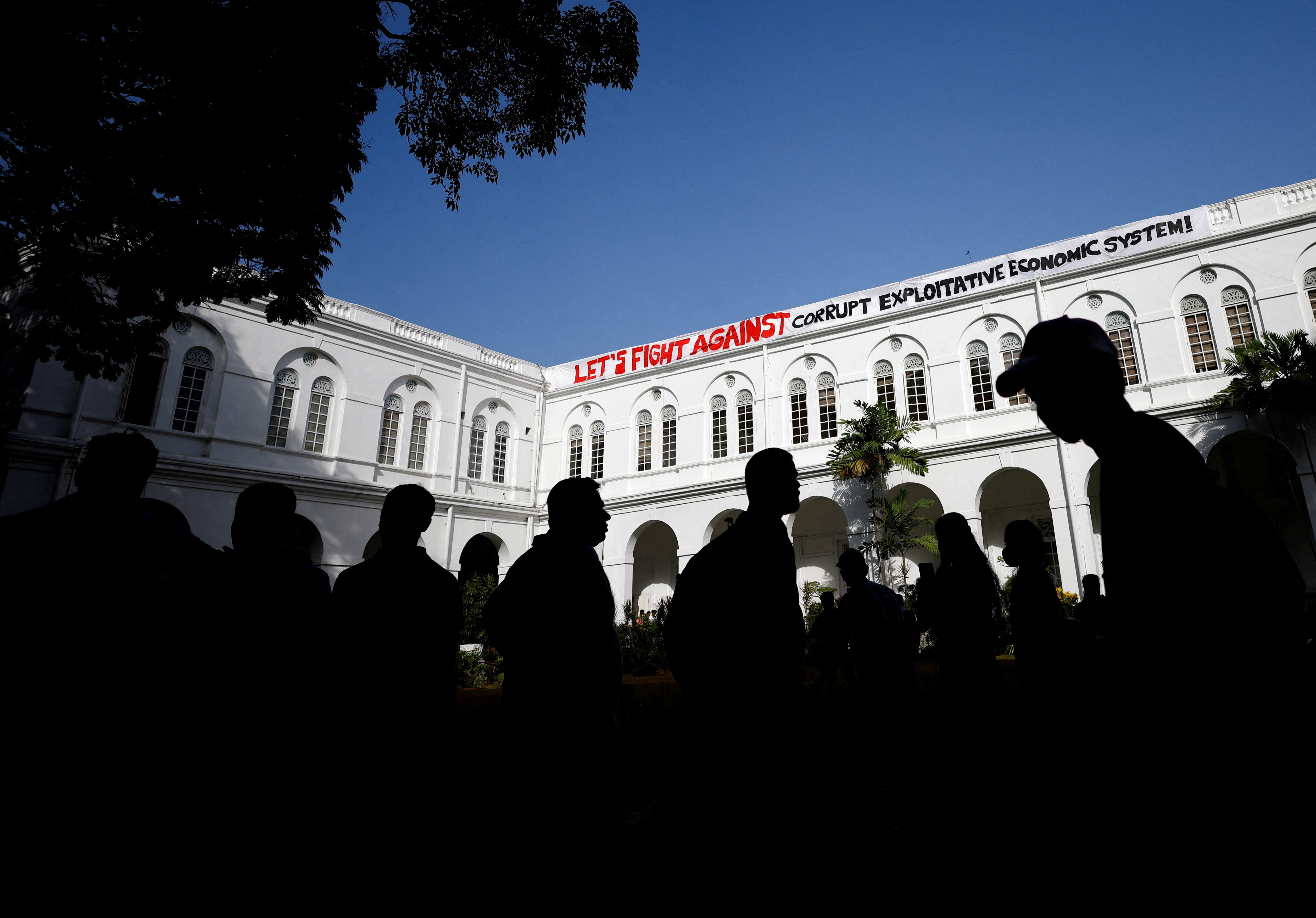 People visit the President's house in Colombo