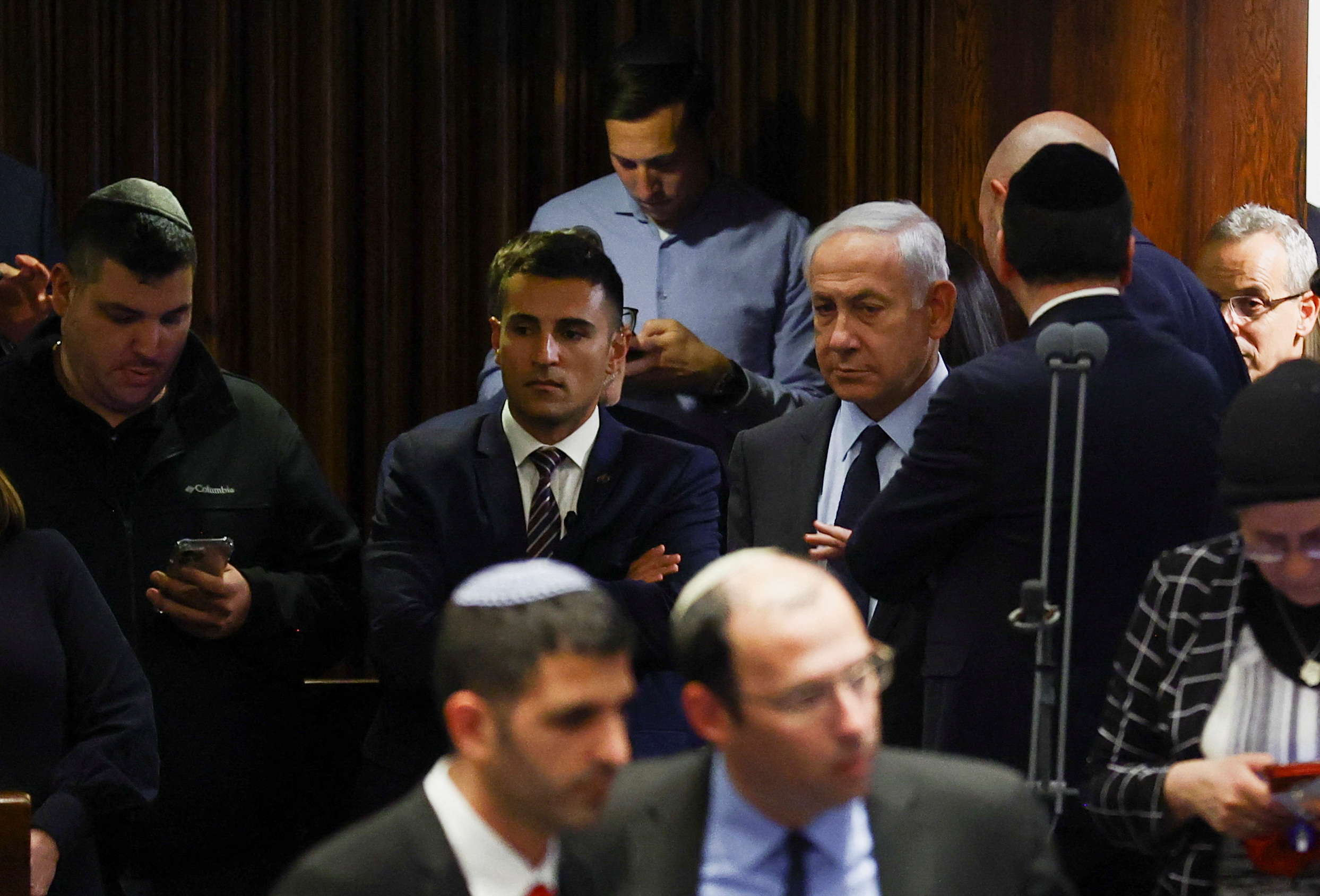 Israeli PM Netanyahu attends a meeting at the Knesset in Jerusalem