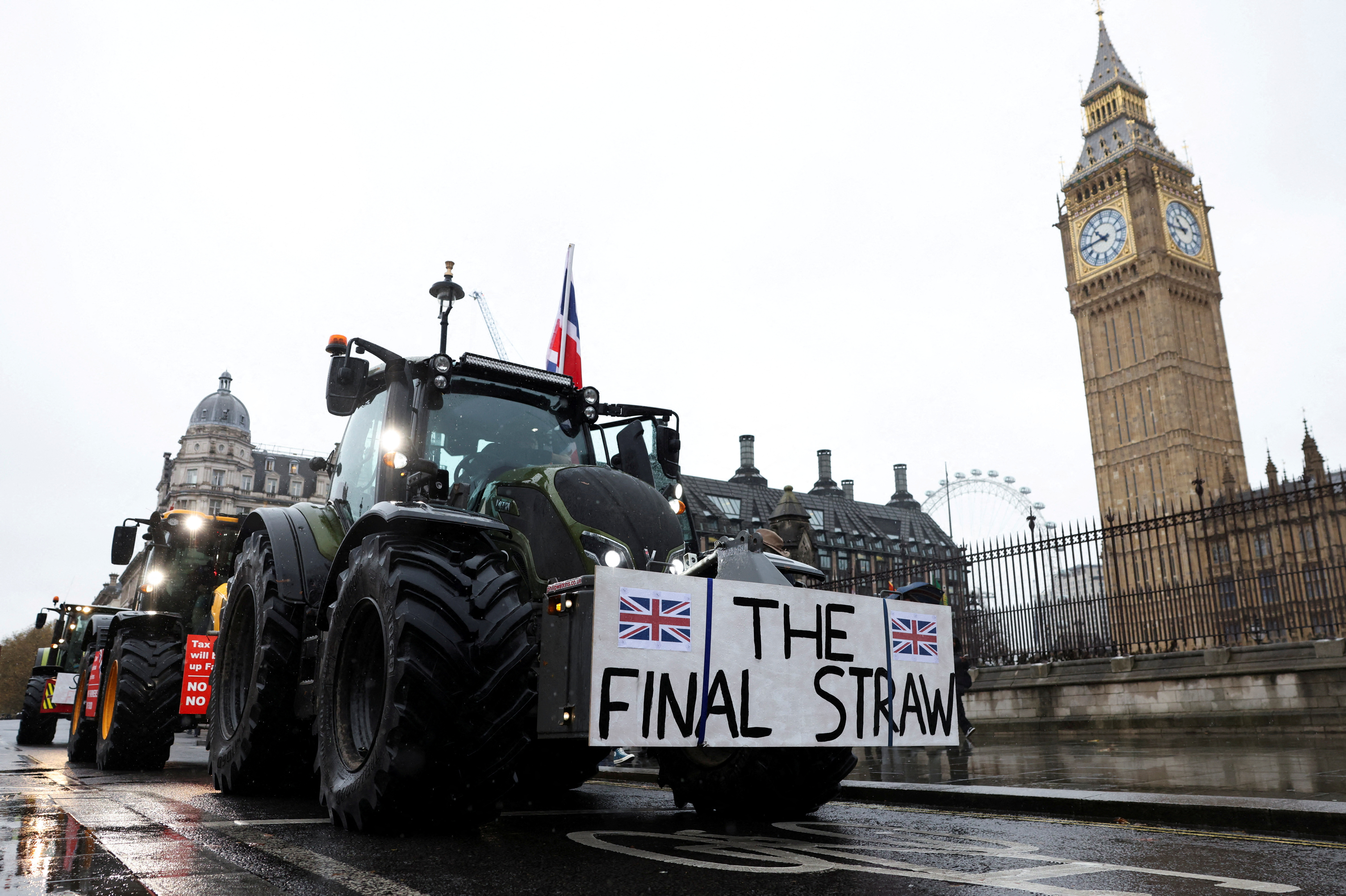 Farmers protest against the government's agricultural policies, in London