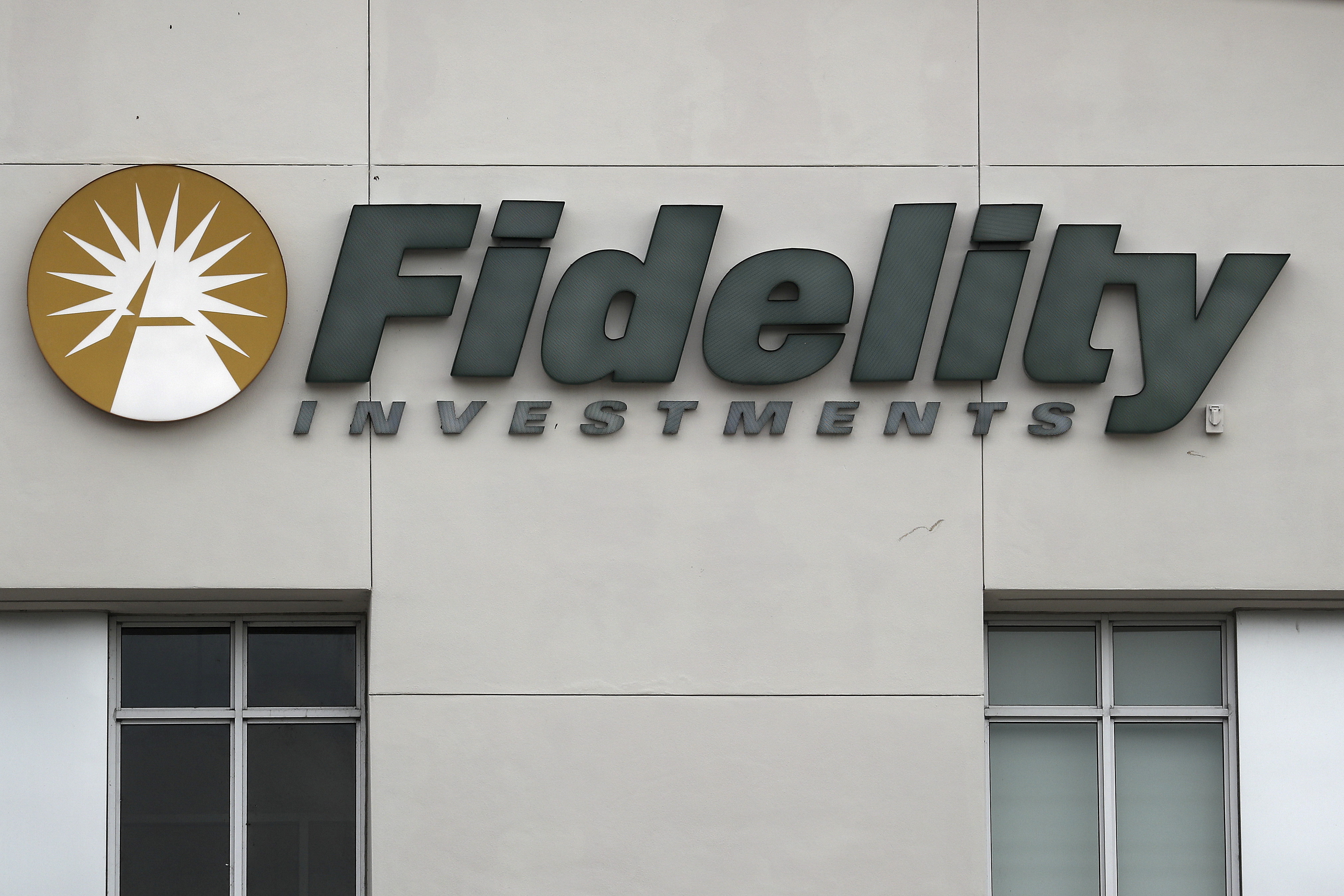 A Fidelity Investments store logo is pictured on a building in Boca Raton, Florida